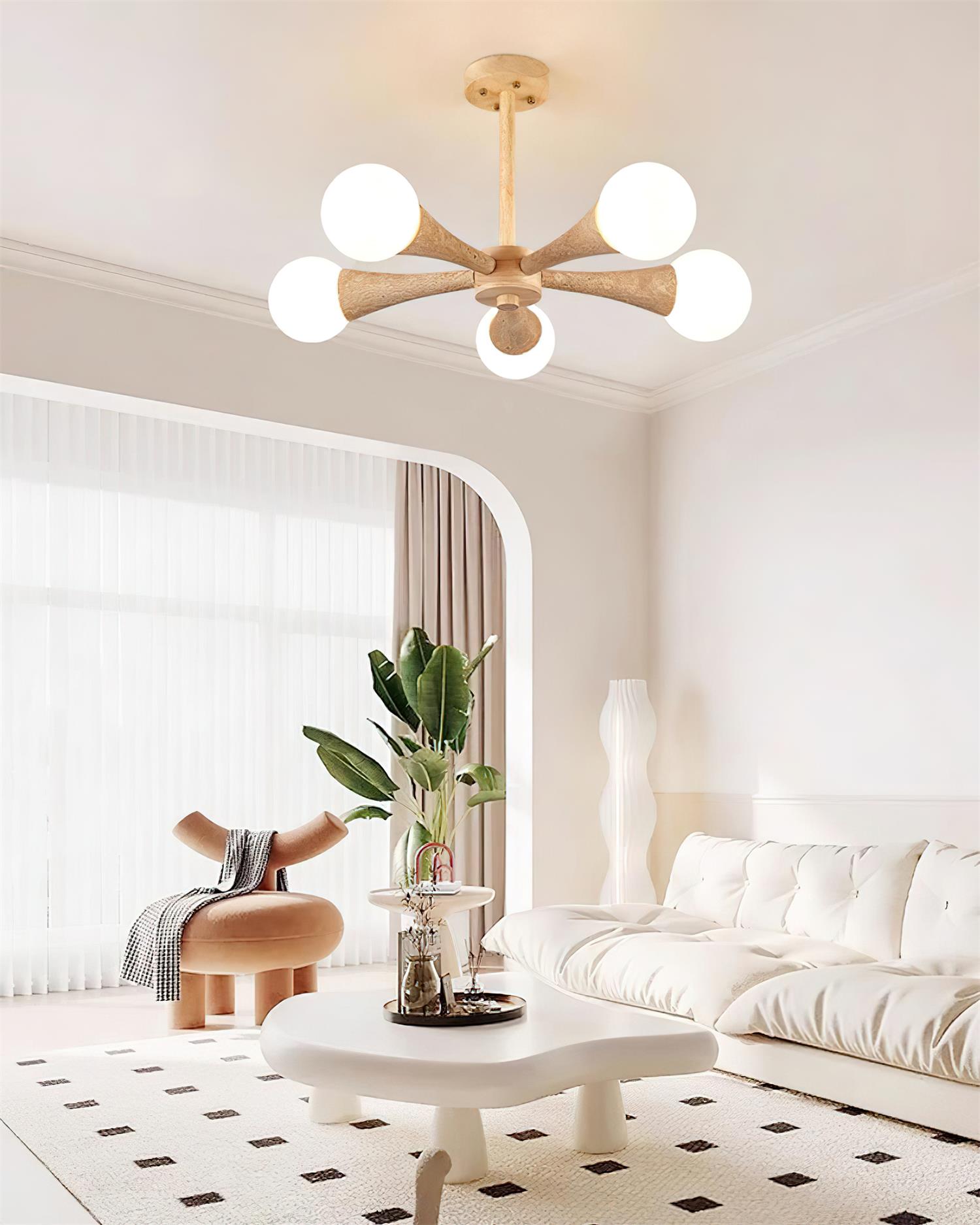 Ritta Flush Mount Ceiling Light Wood Travertine - Letslighting