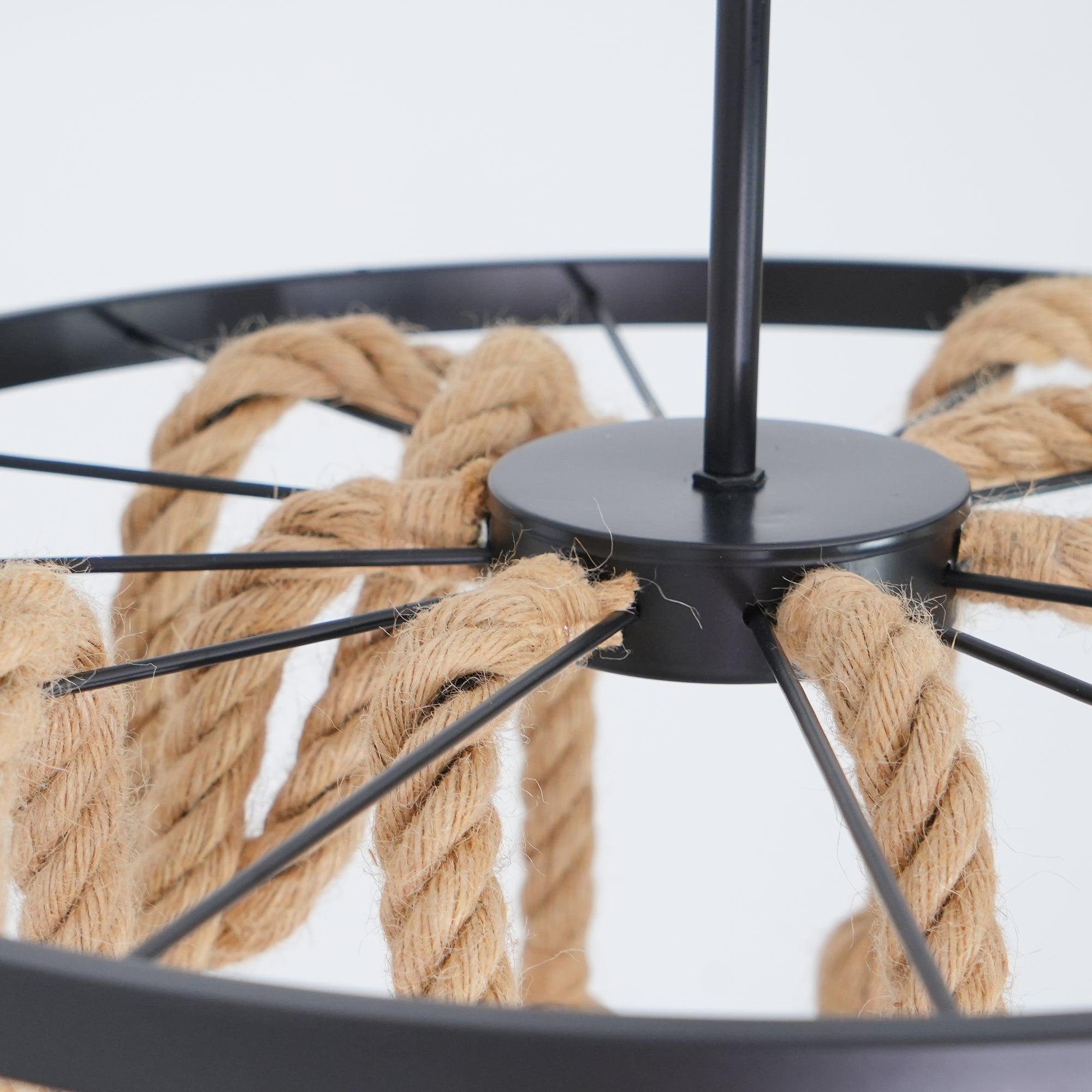 Hemp Rope Industrial Six Head Chandelier - Blowlighting