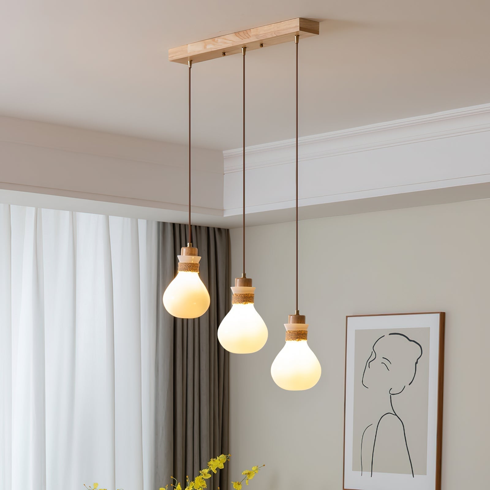 Votheor Modern Minimalist Unique Rope Glass Pendant Lamp - Lamp Copper
