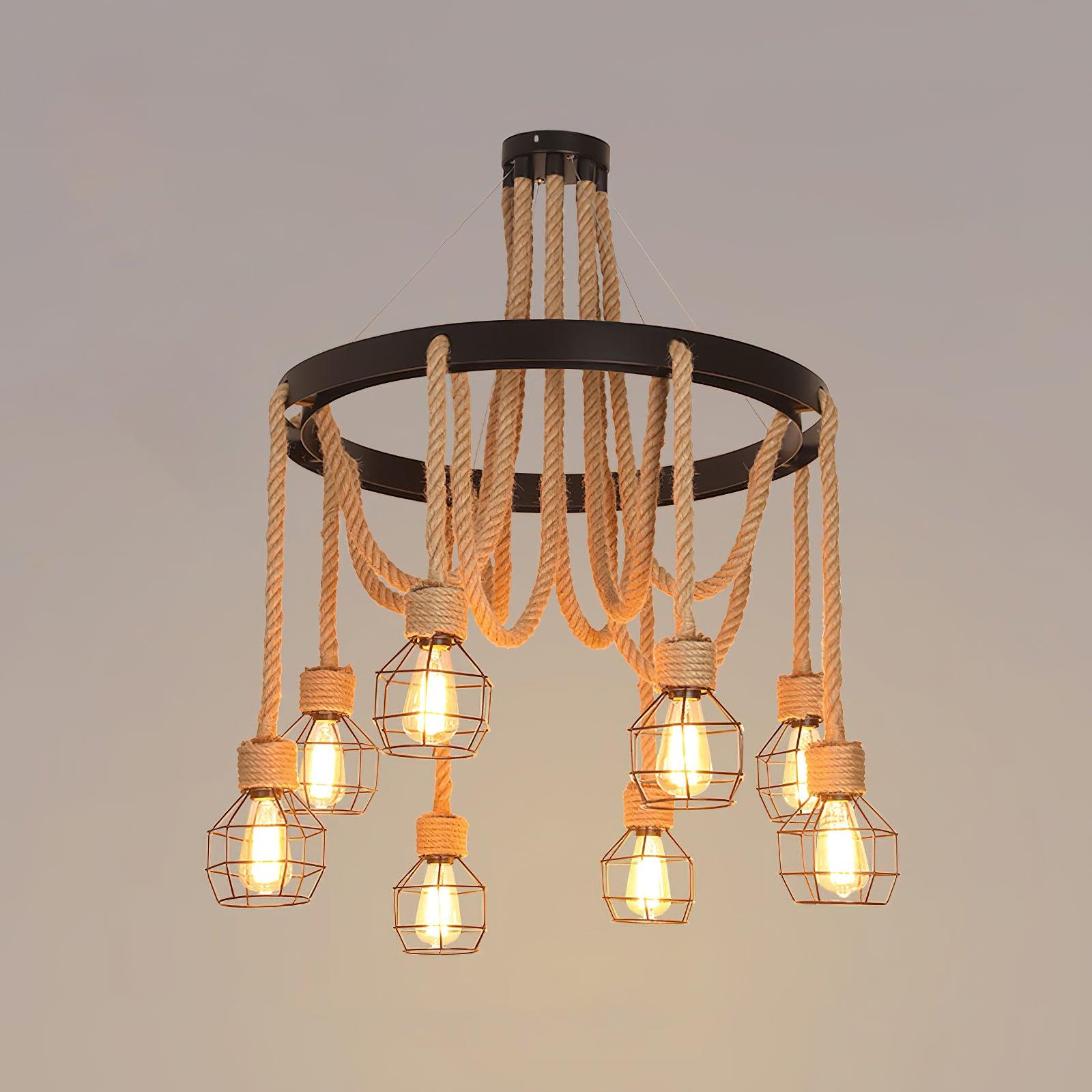 Hemp Rope Industrial Starfall Chandelier - Blowlighting