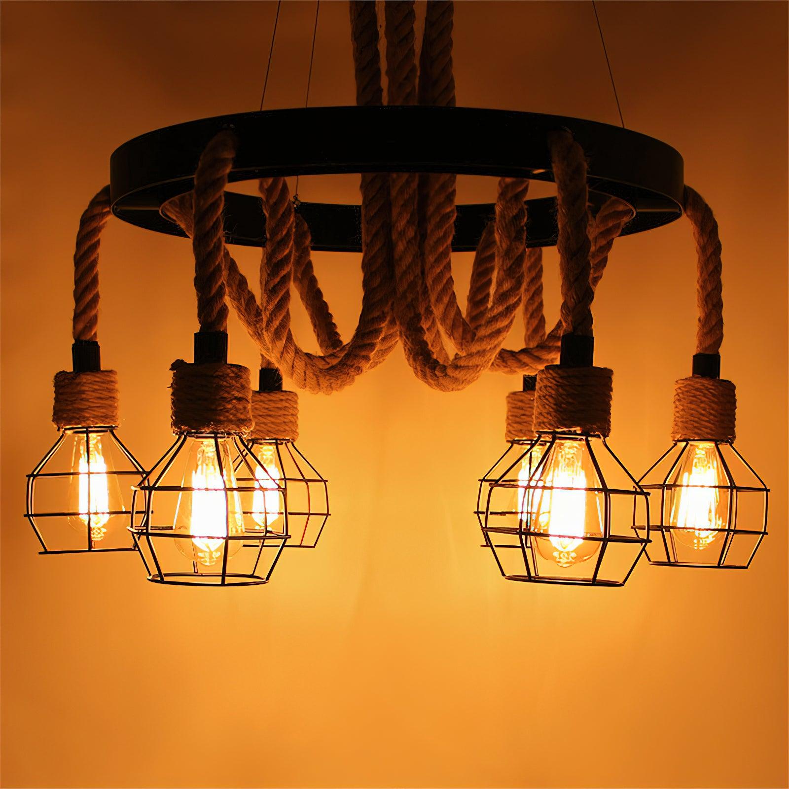 Hemp Rope Industrial Starfall Chandelier - Blowlighting