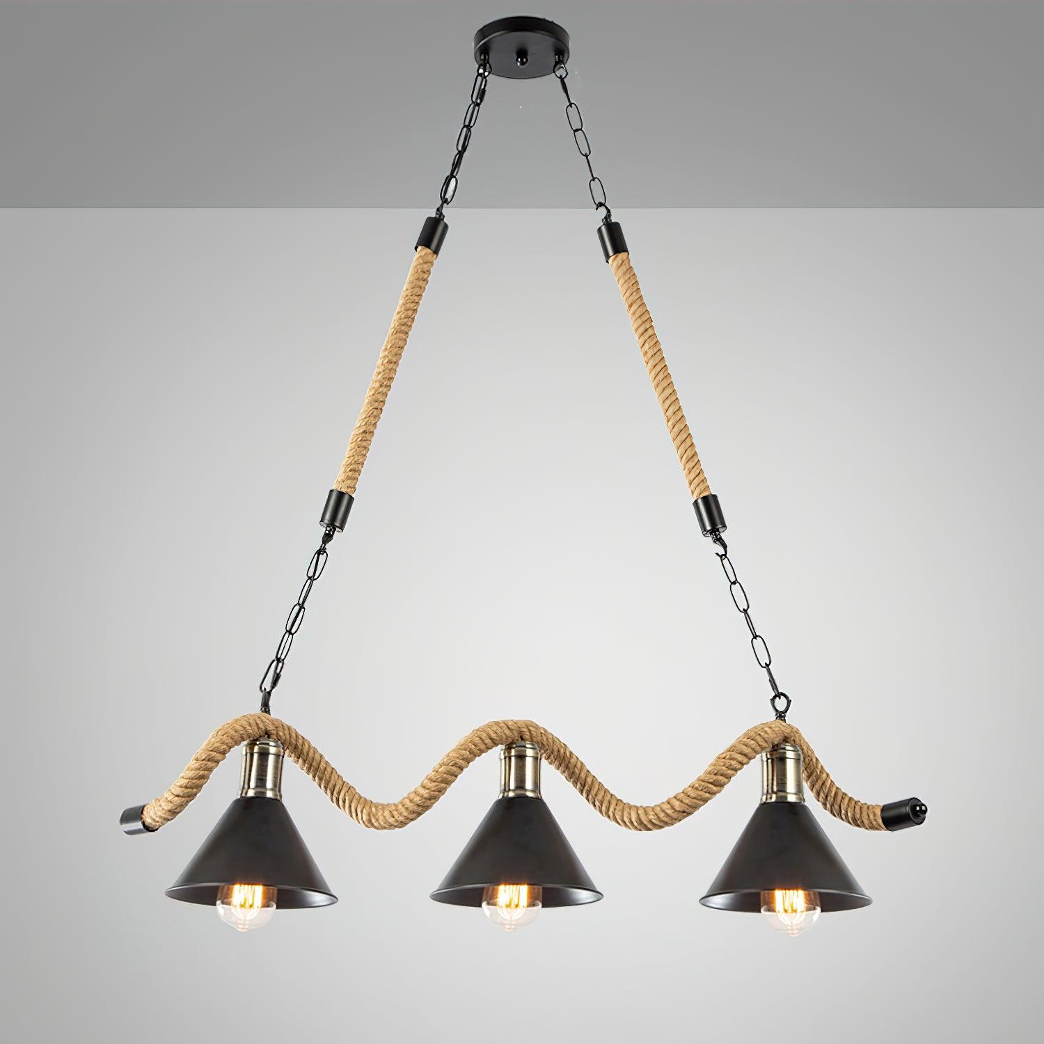 Hemp Rope Industrial Wave Chandelier - Blowlighting