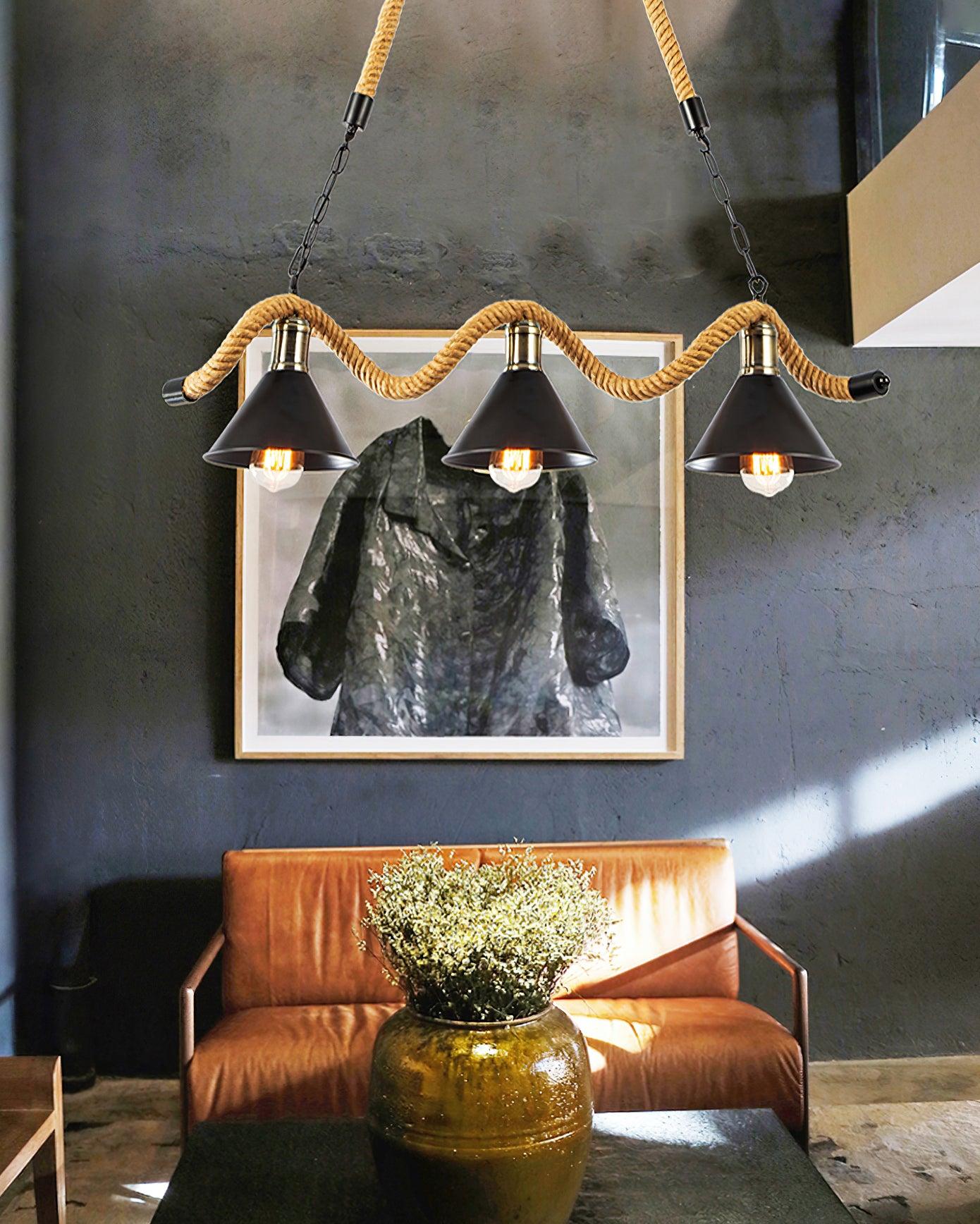 Hemp Rope Industrial Wave Chandelier - Blowlighting