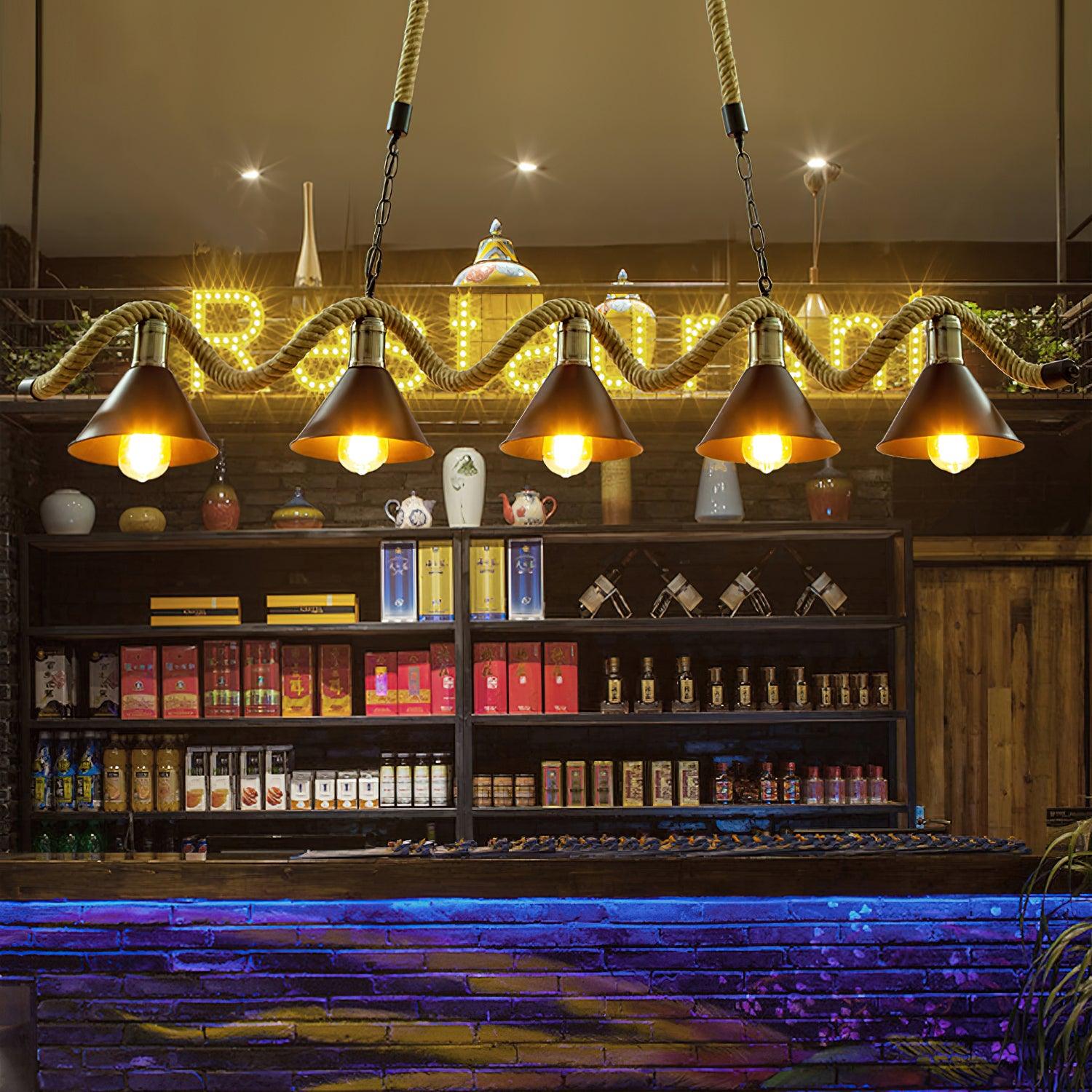 Hemp Rope Industrial Wave Chandelier - Blowlighting