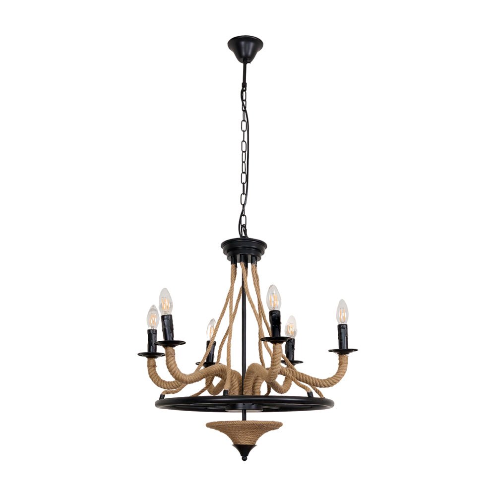 Hemp Rope Industrial Large Wheel Chandelier - Blowlighting