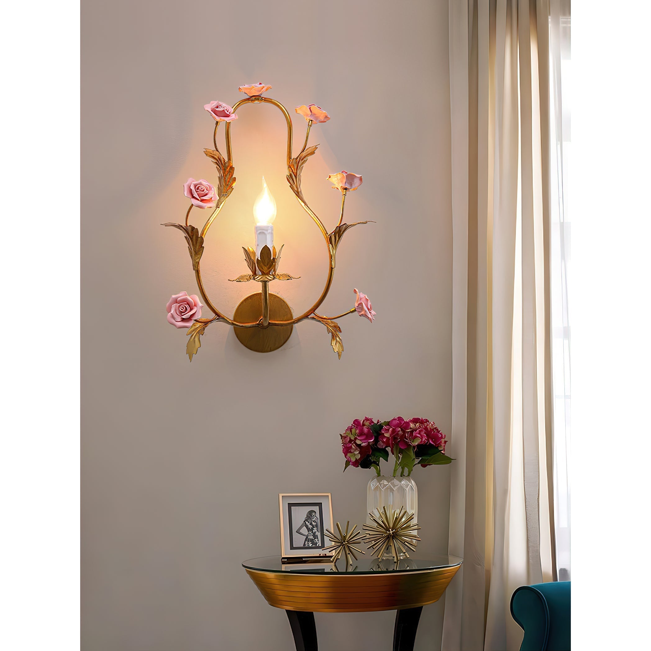 Orvara Individual Creativity Floral Ceramic Wall Lamp - Lamp Copper