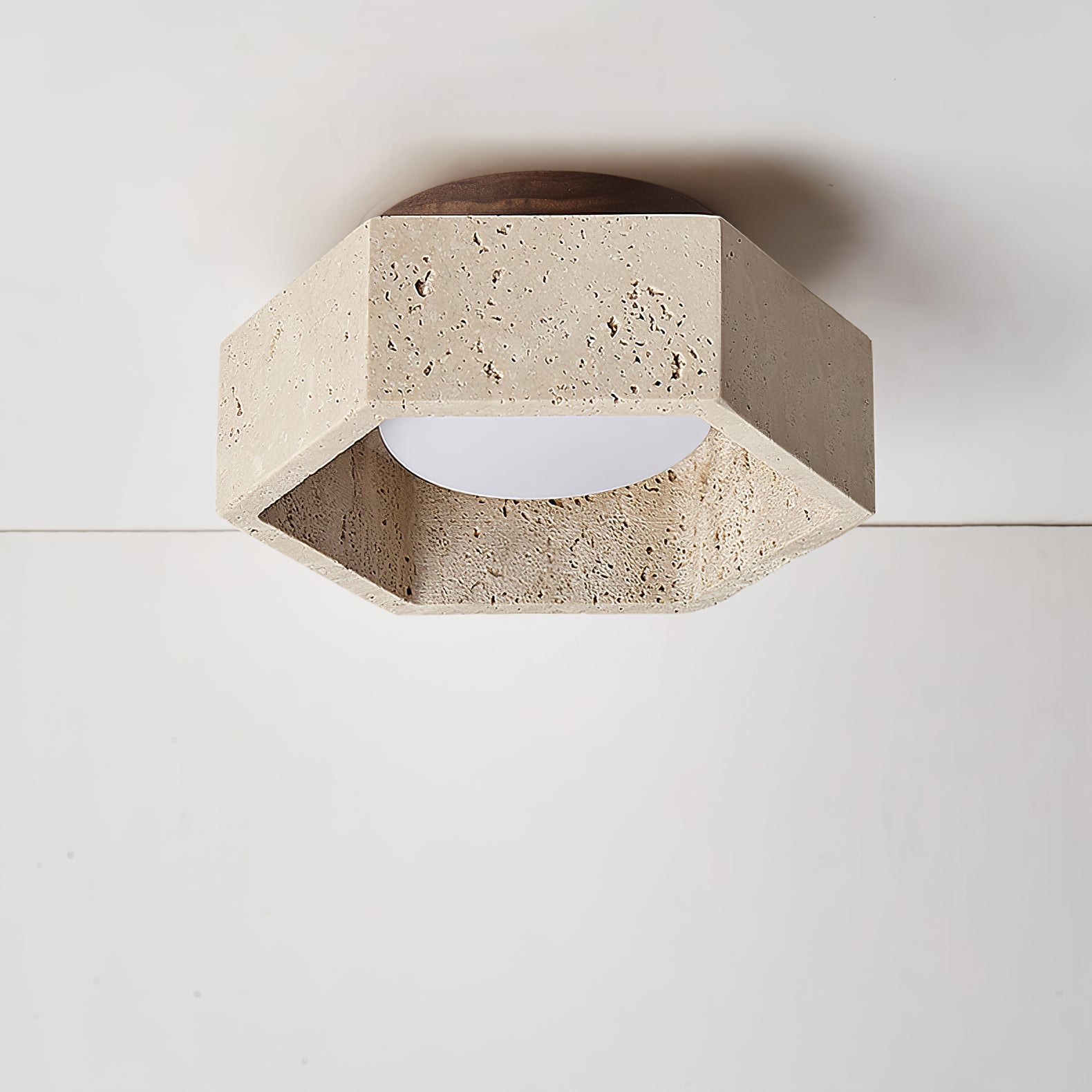 Hexara Travertine Hexagonal Ceiling Light - Neutralighting