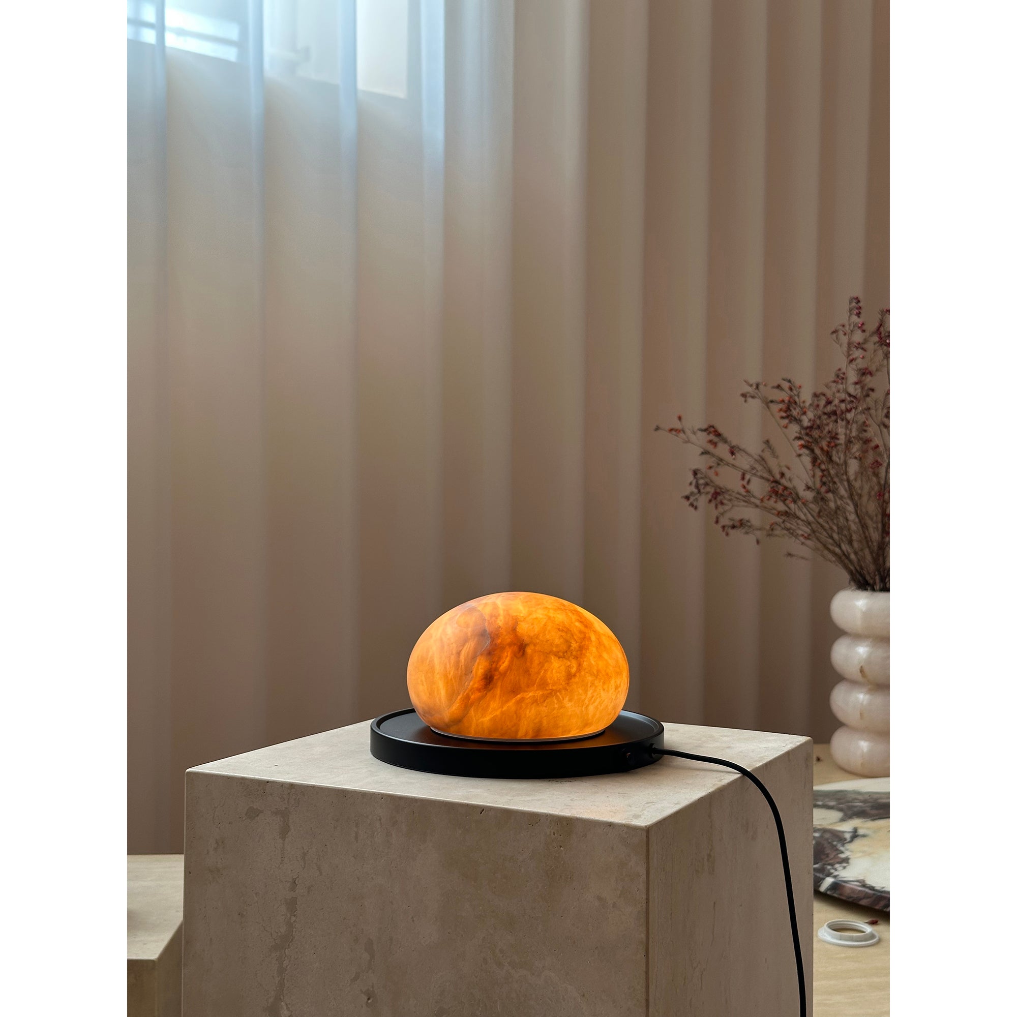 Bolita Alabaster Table Lamp - Lamp Copper