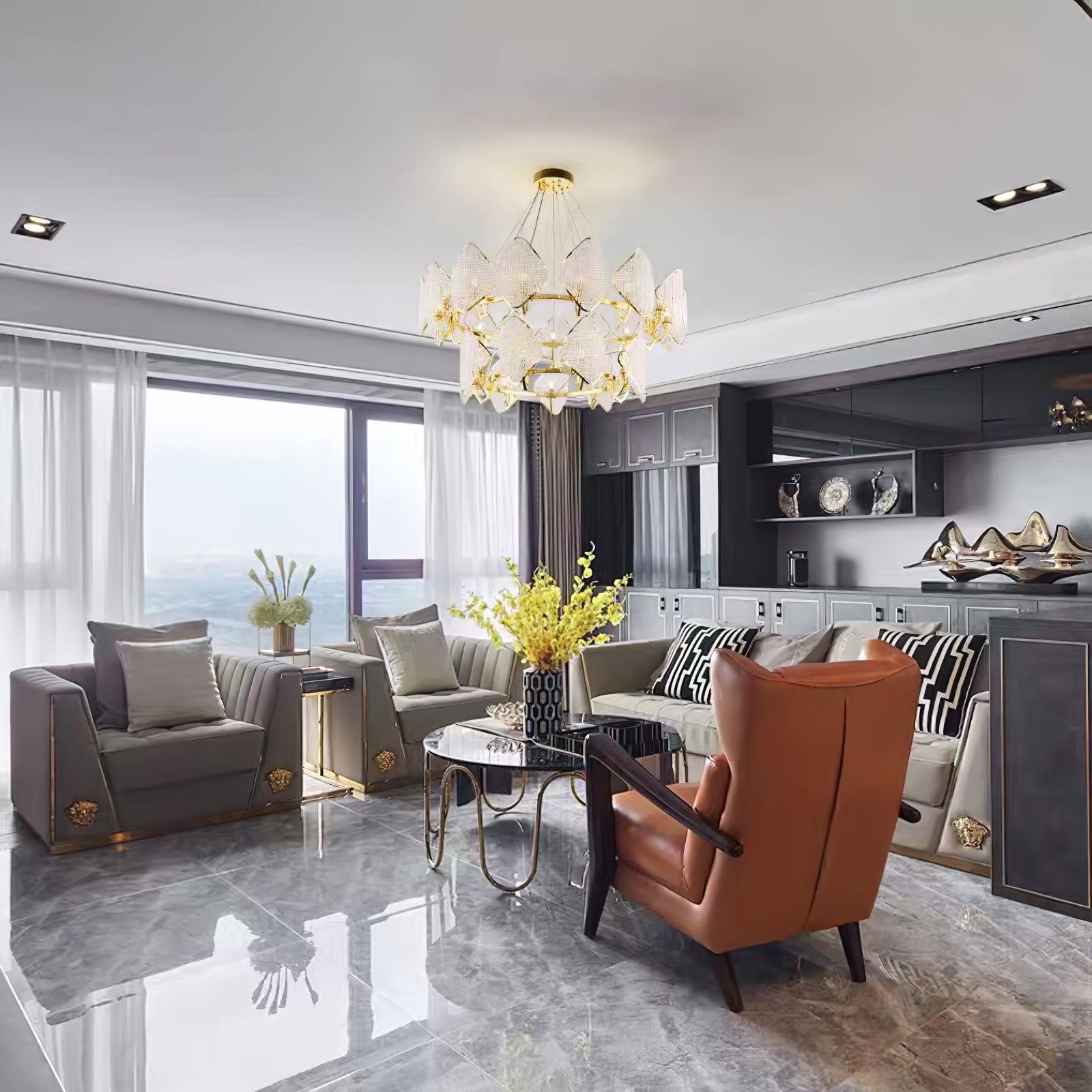 Aurora Chandelier Crystal Leaf Double-Tier - Blowlighting