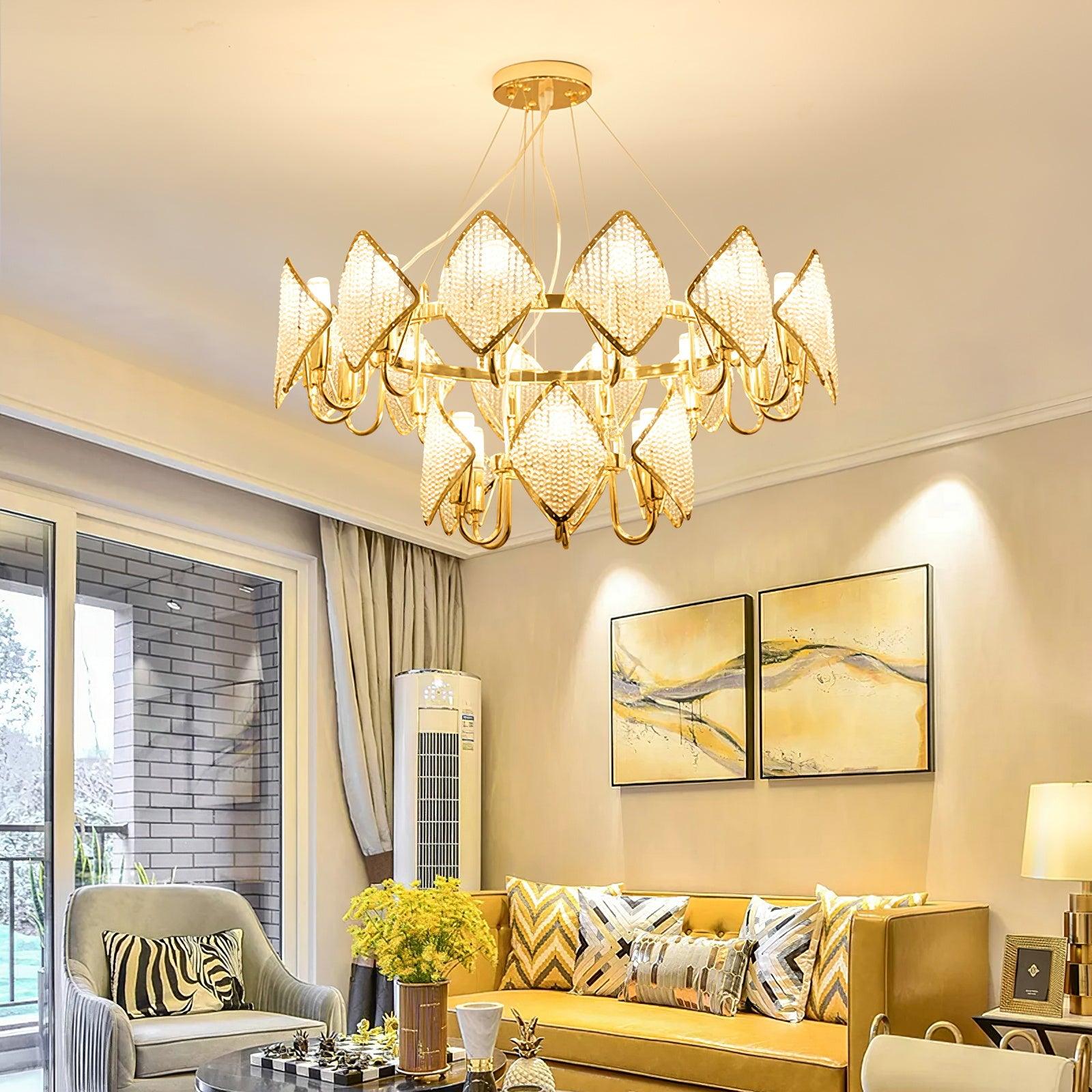 Aurora Chandelier Crystal Leaf Double-Tier - Blowlighting