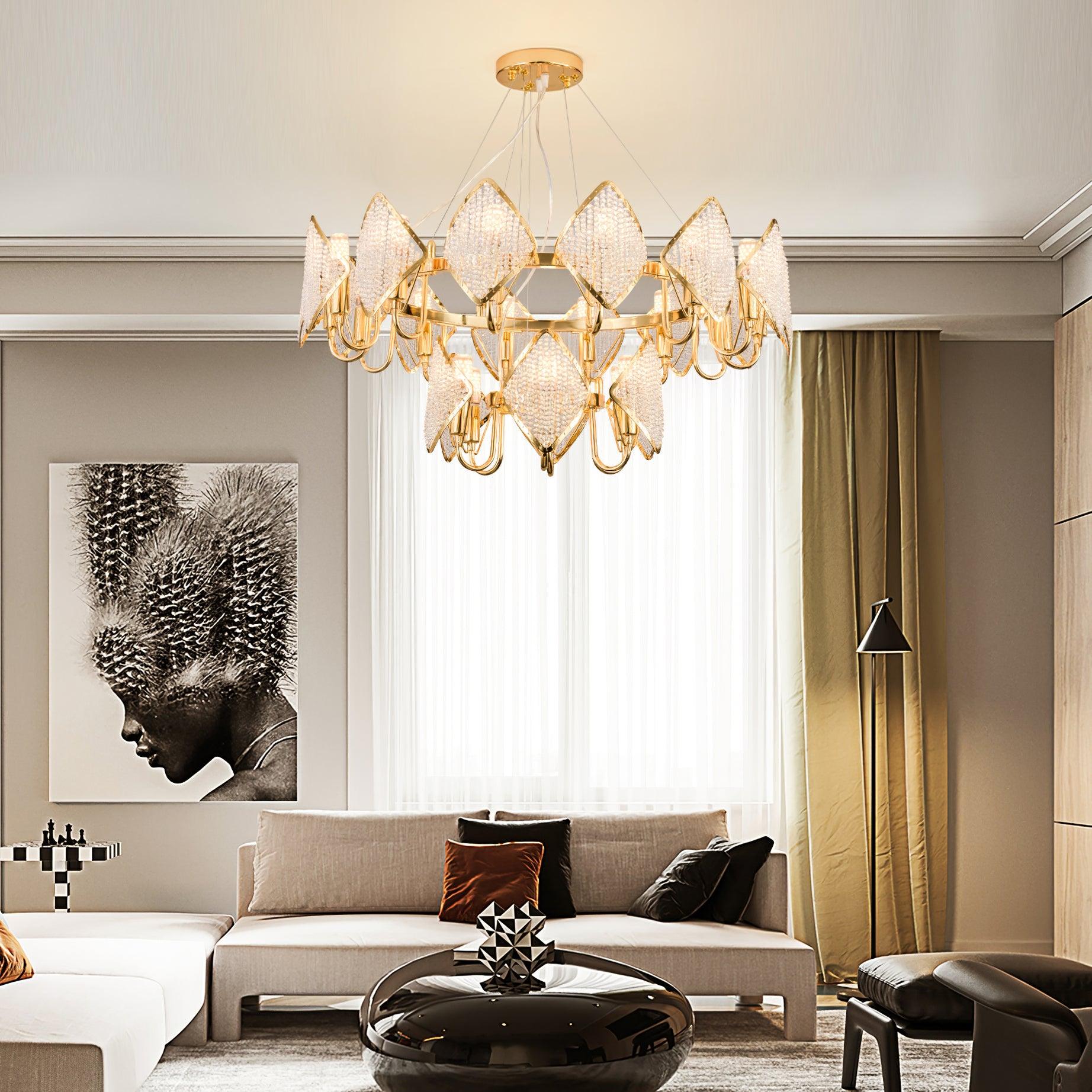 Aurora Chandelier Crystal Leaf Double-Tier - Blowlighting