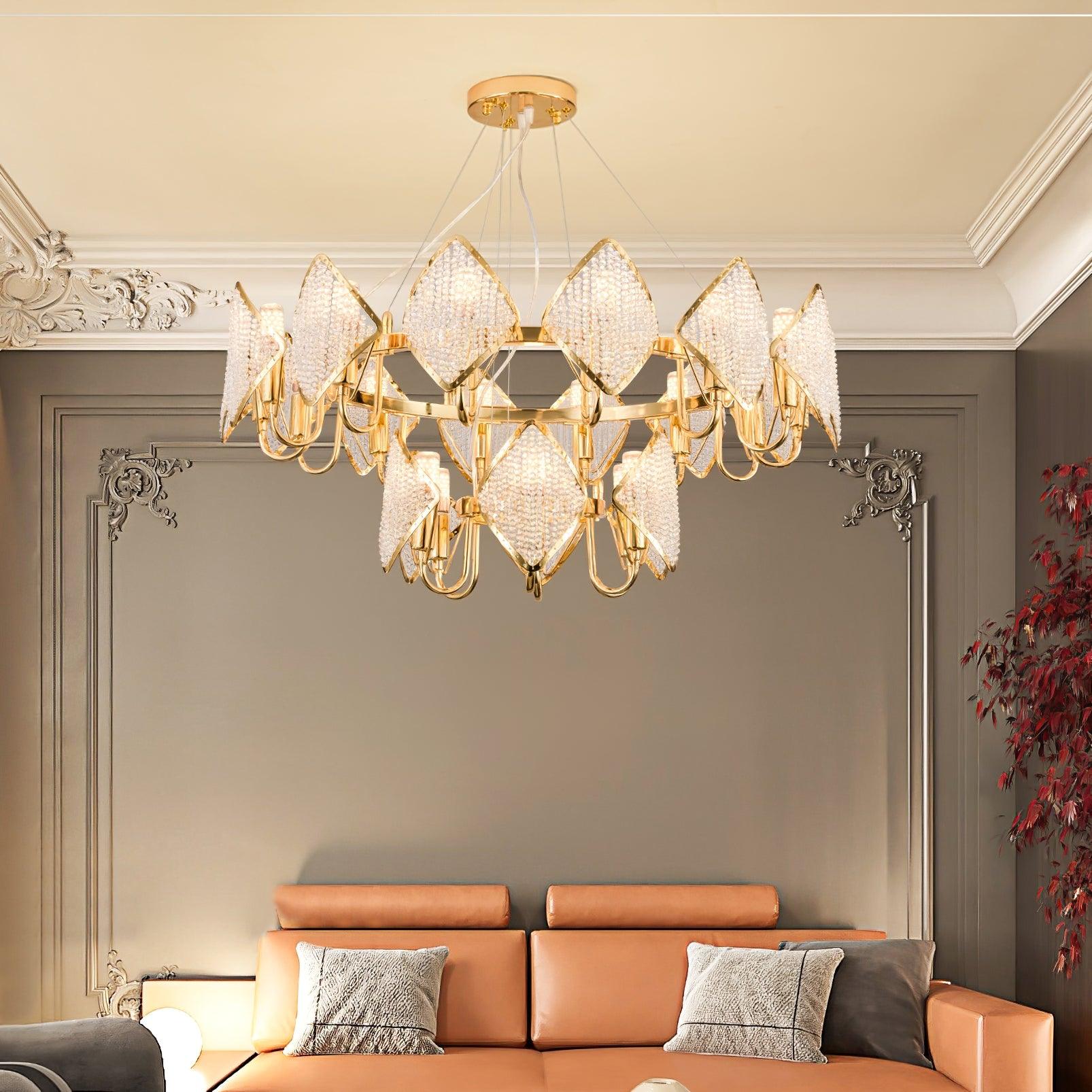 Aurora Chandelier Crystal Leaf Double-Tier - Blowlighting