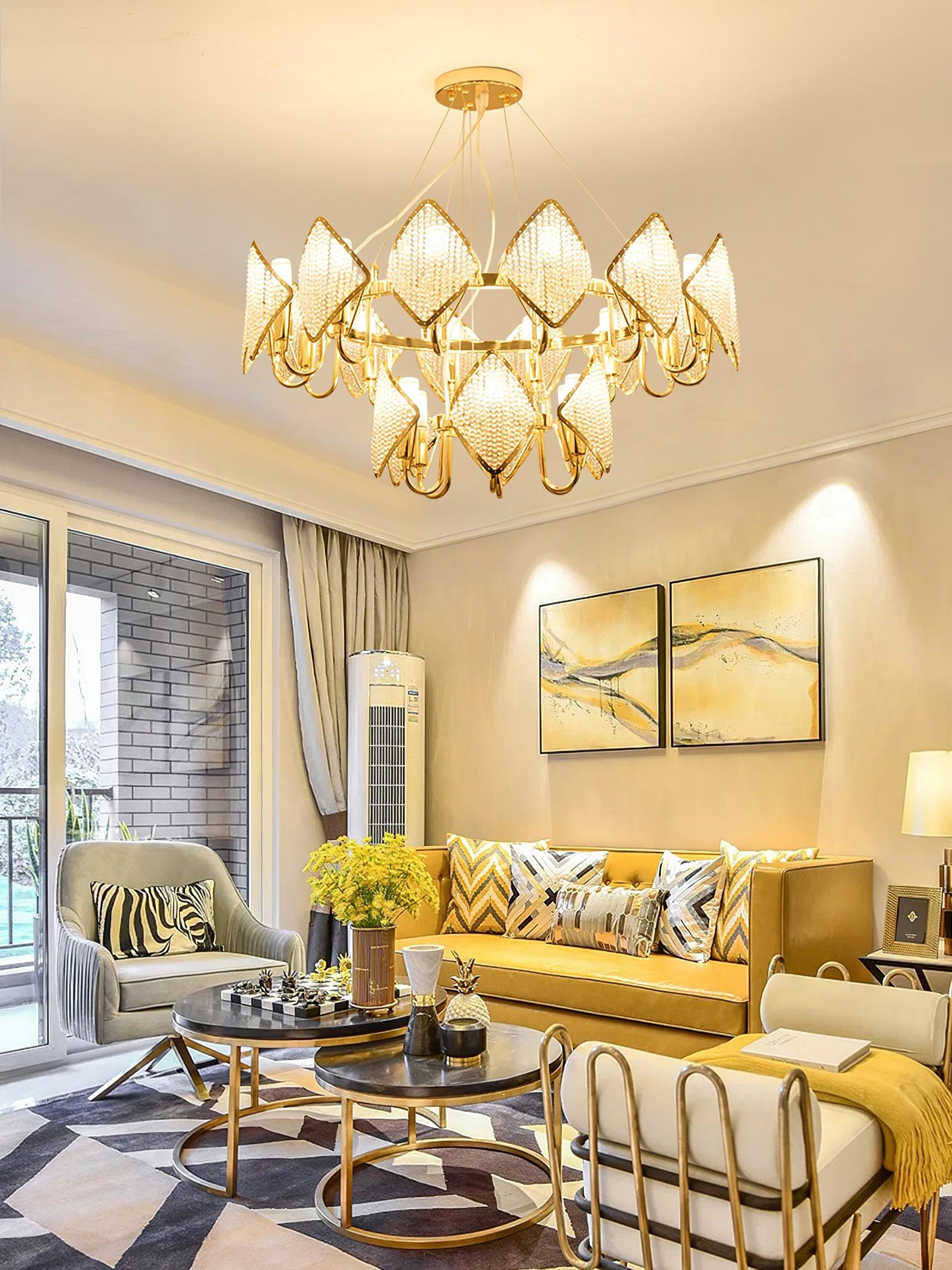 Aurora Chandelier Crystal Leaf Double-Tier - Blowlighting