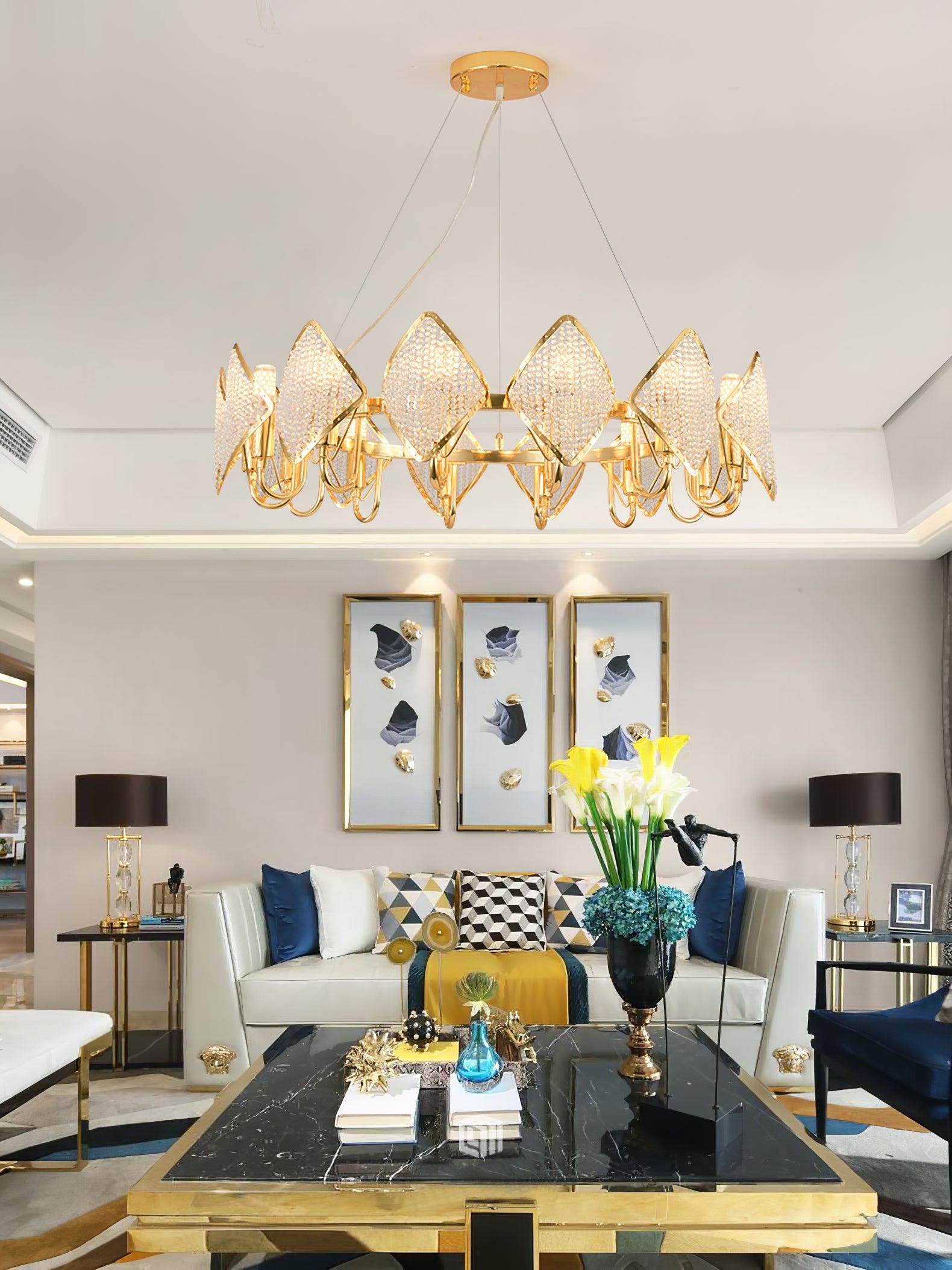 Aurora Chandelier Crystal Leaf Double-Tier - Blowlighting