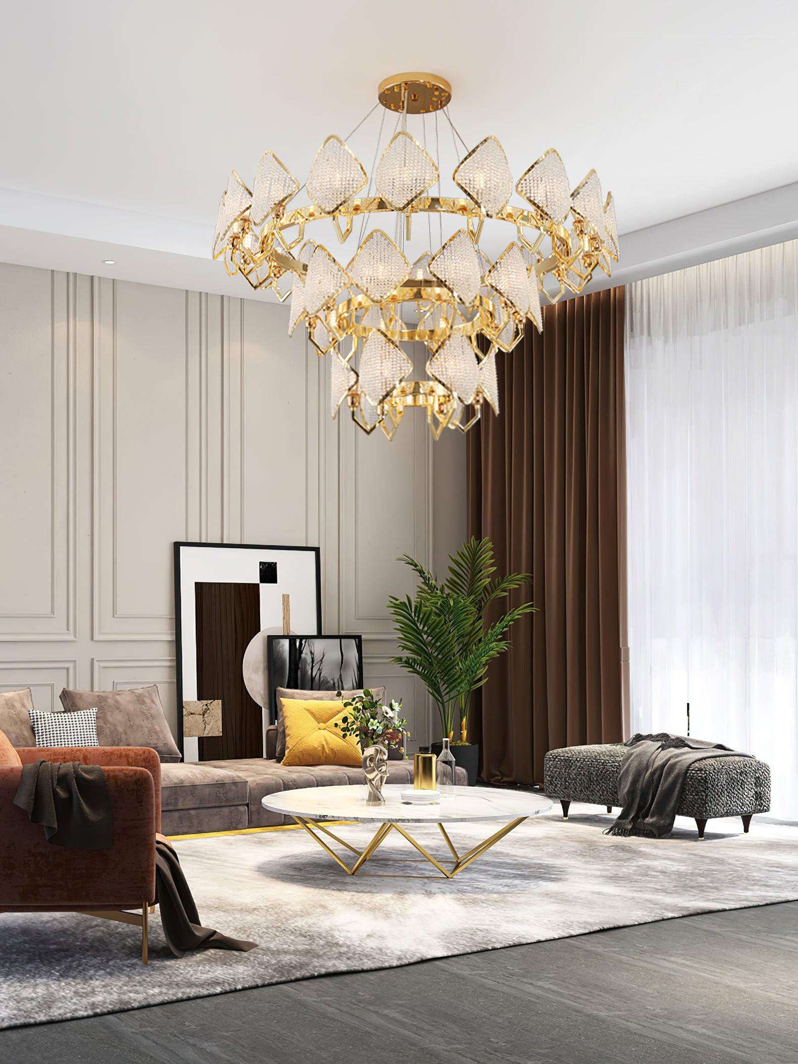 Aurora Chandelier Crystal Leaf Double-Tier - Blowlighting