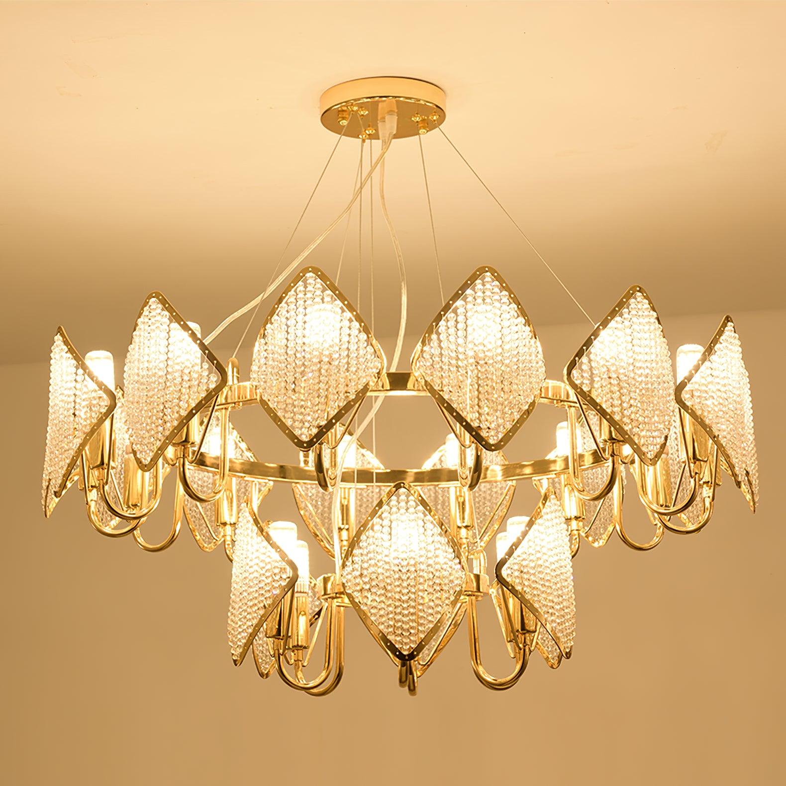 Aurora Chandelier Crystal Leaf Double-Tier - Blowlighting