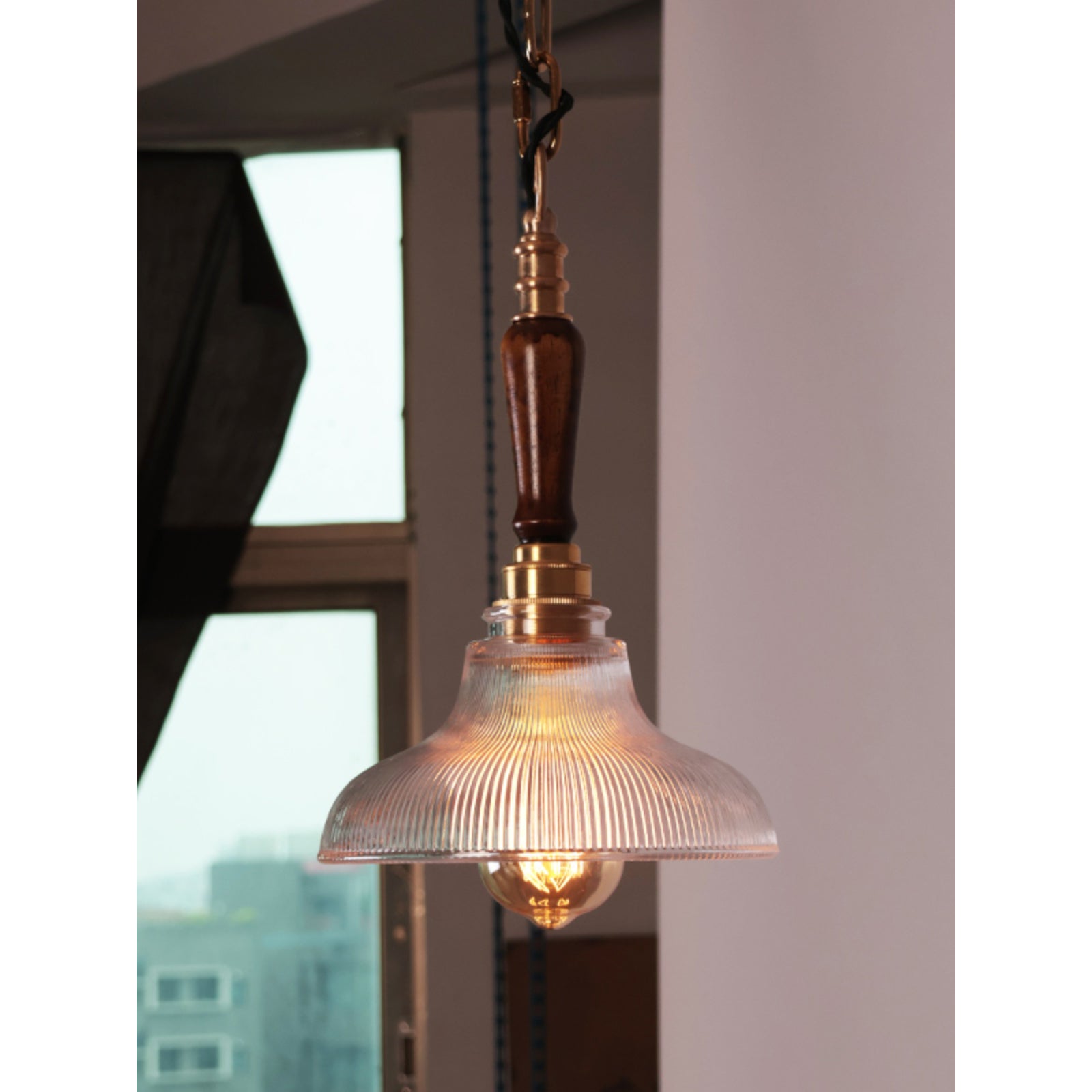 Zomiror Modern Minimalist Holophane Brass Glass Pendant Light - Lamp Copper