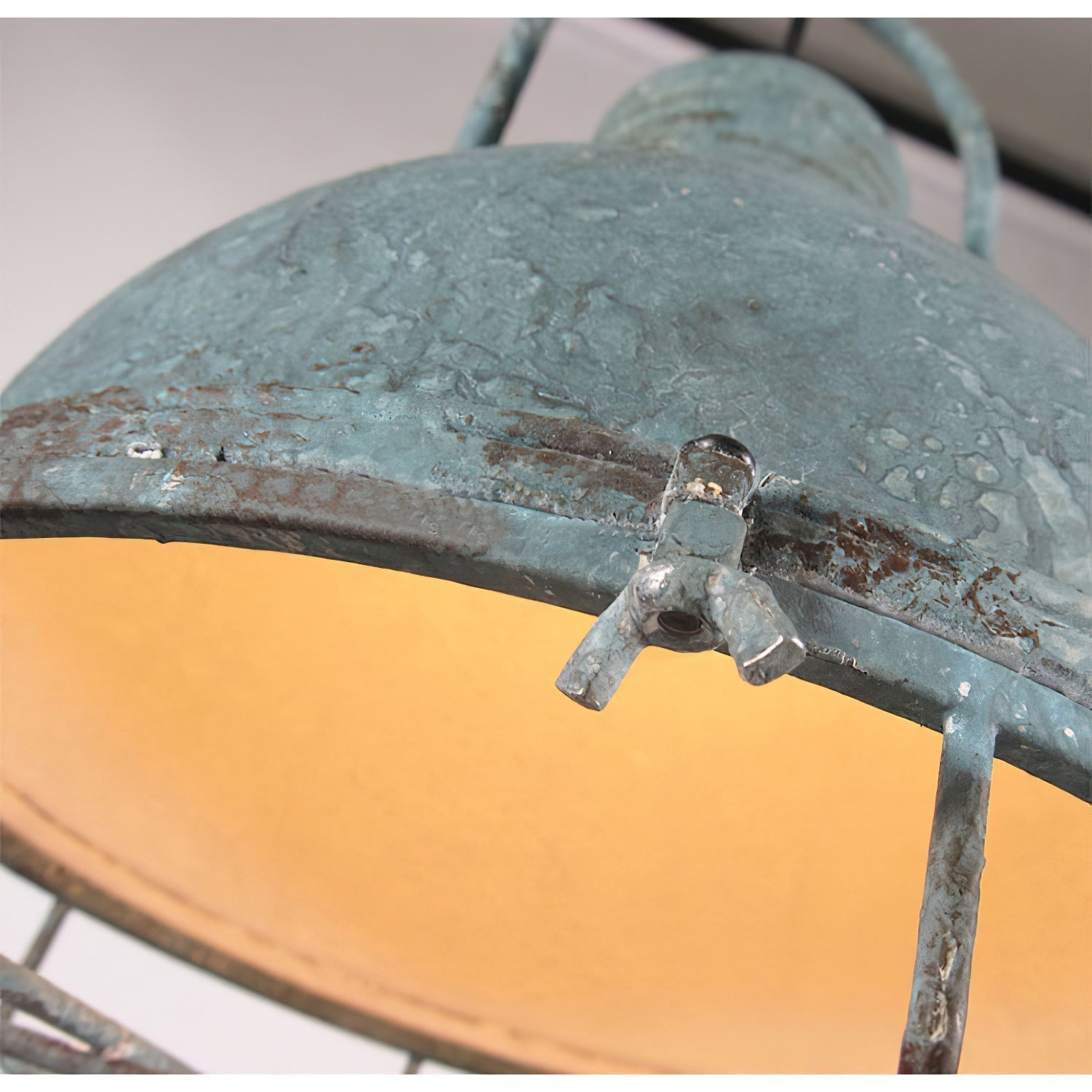 Hopedale Vintage Industrial Antique Green Metal Pendant Light - Lamp Copper