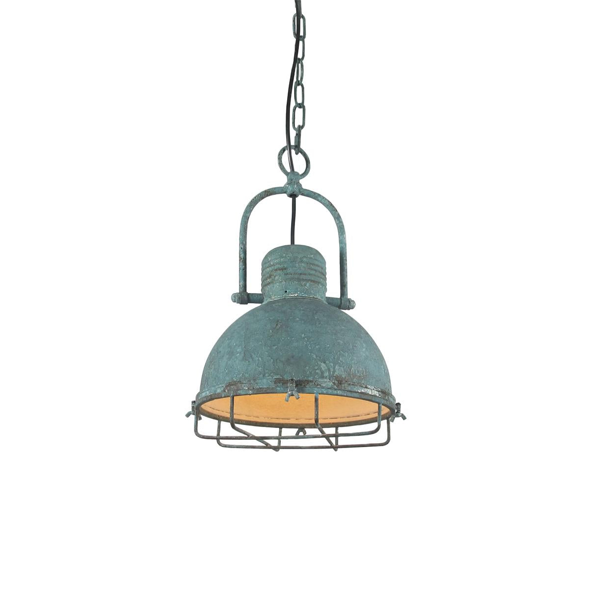Hopedale Vintage Industrial Antique Green Metal Pendant Light - Lamp Copper