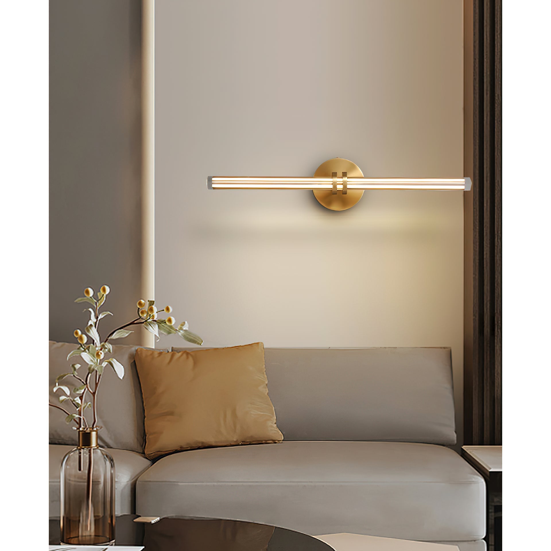 Horizon Modern Minimalist Brass Glass Wall Lamp - Lamp Copper