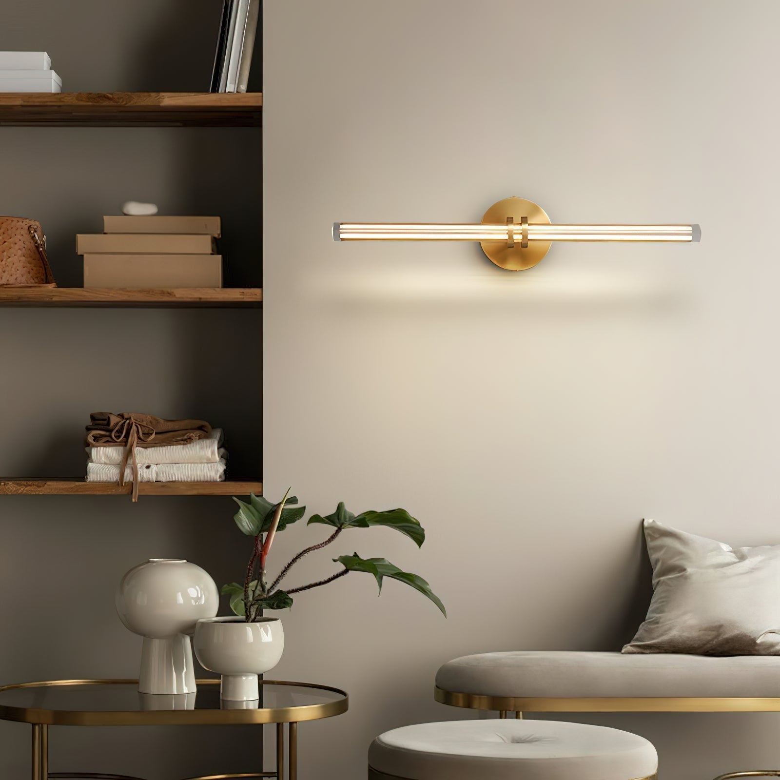 Horizon Modern Minimalist Brass Glass Wall Lamp - Lamp Copper