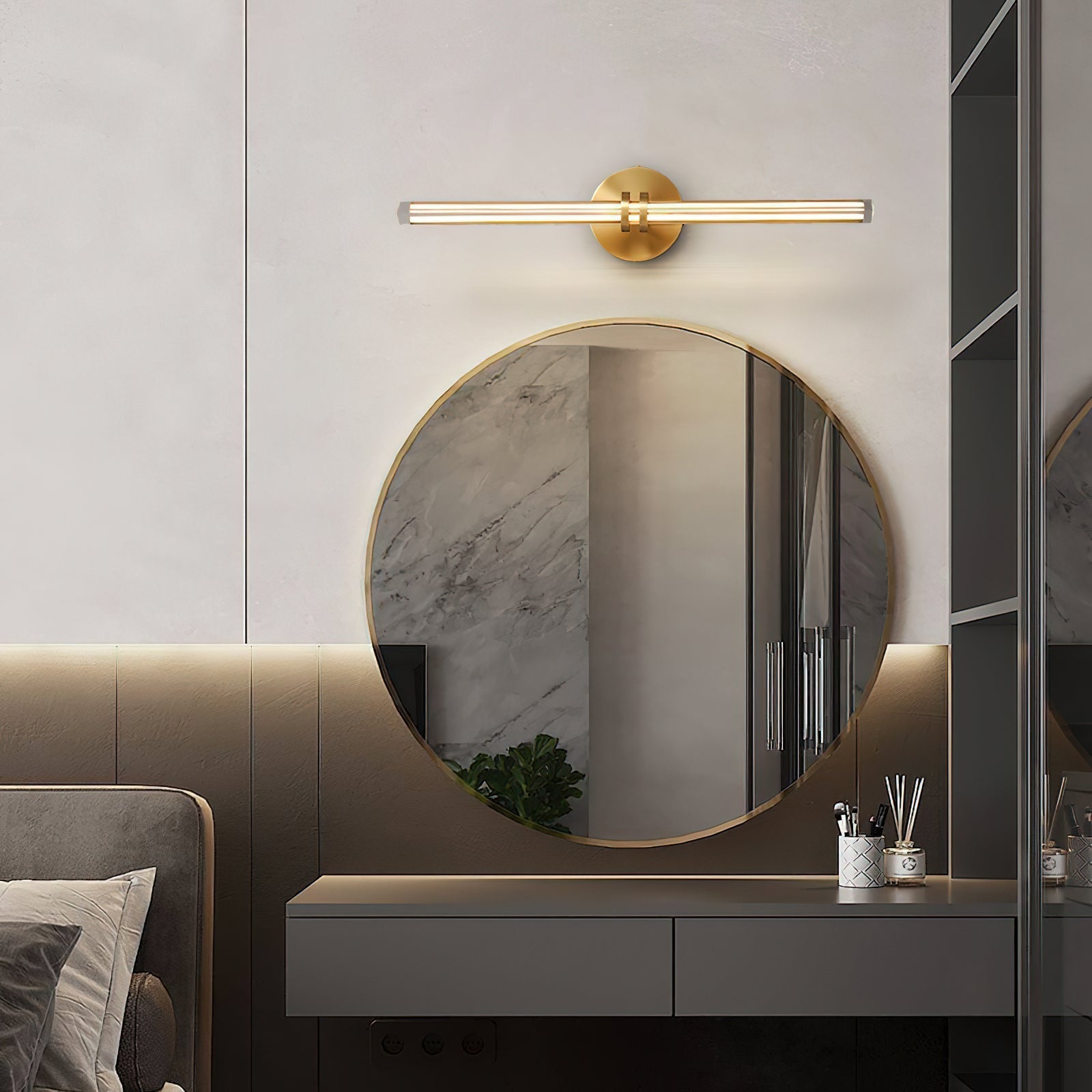 Horizon Modern Minimalist Brass Glass Wall Lamp - Lamp Copper