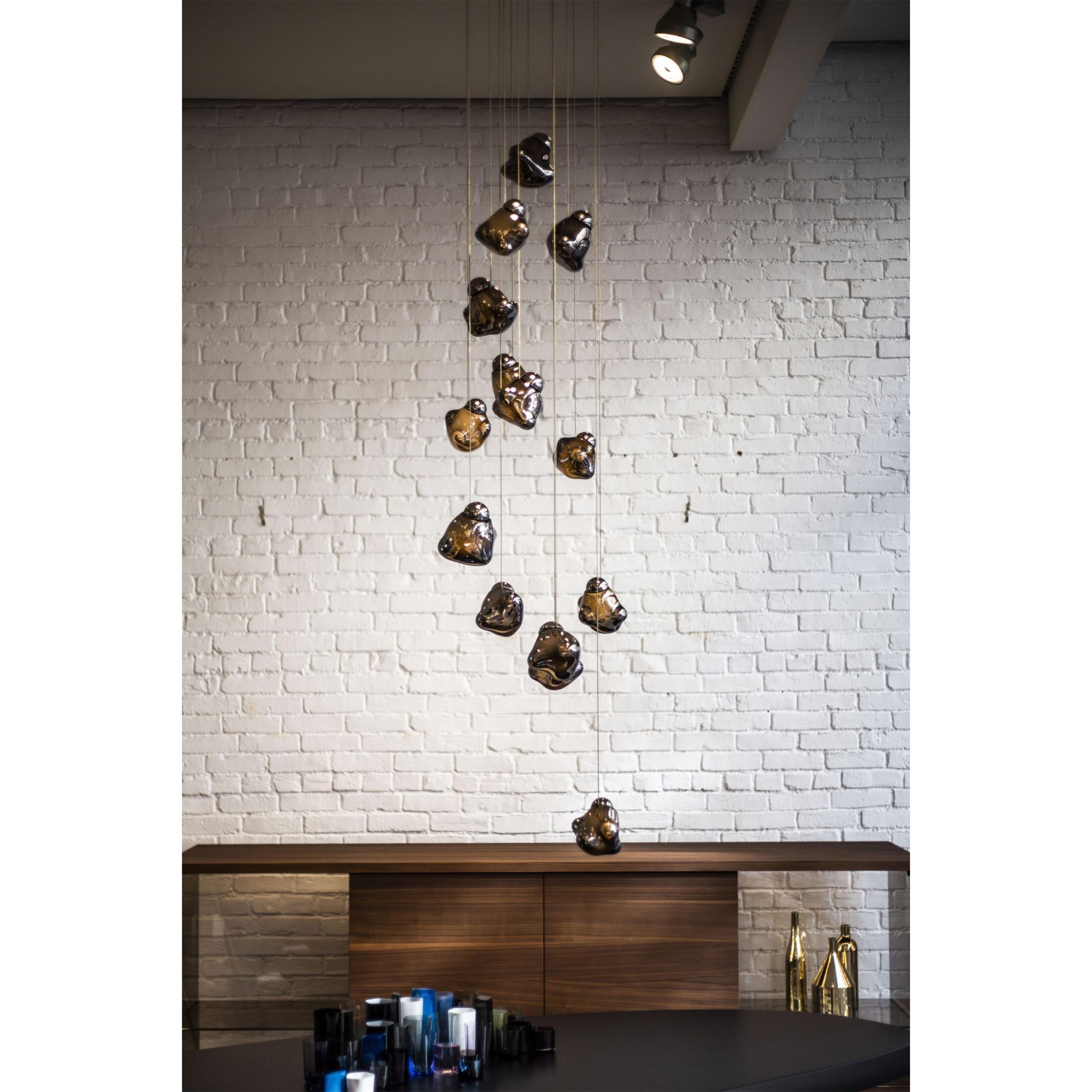 Vasilen Modern Minimalist Ice Pier Black Glass Pendant Lamp - Lamp Copper