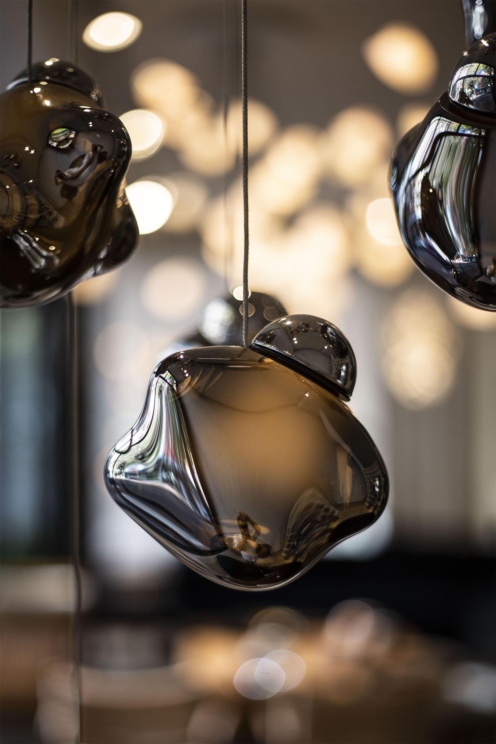 Vasilen Modern Minimalist Ice Pier Black Glass Pendant Lamp - Lamp Copper