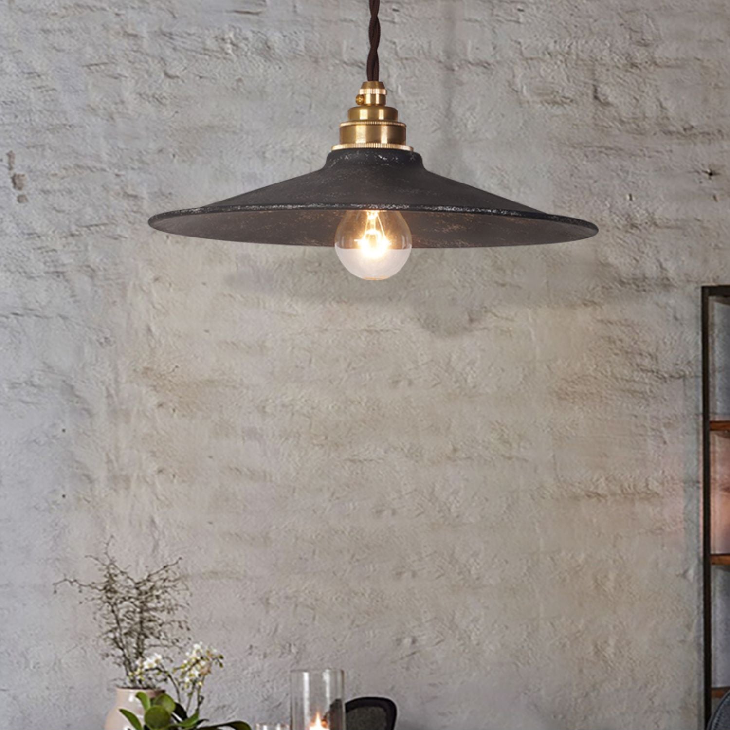 Zotheira Vintage Industrial Flat Metal Pendant Light - Lamp Copper
