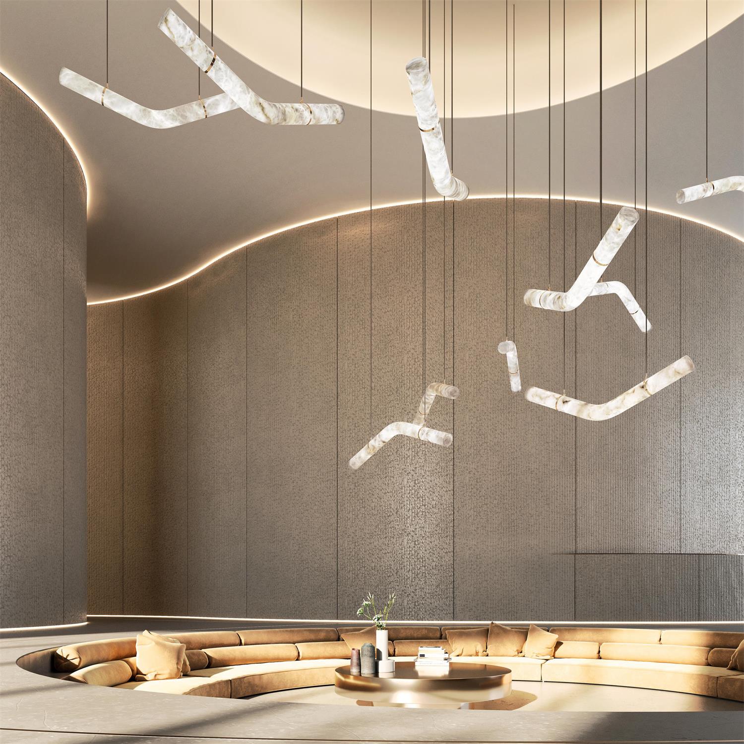 Utalyra Curved Alabaster Pendant Light - Neutralighting