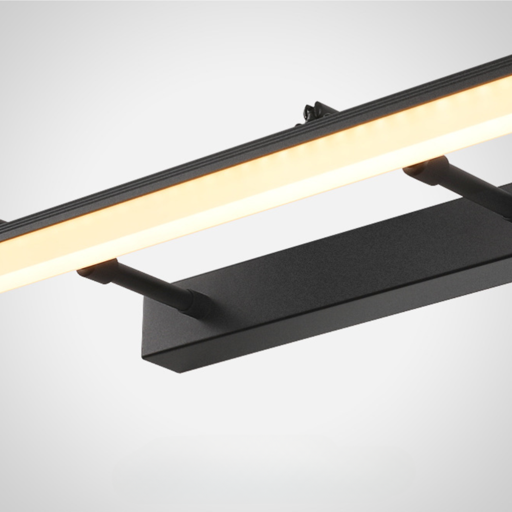 Arisha Minimalismo LED Applique Rettangolo Lineare Specchio Metallo Anteriore Nero/Argento Bagno