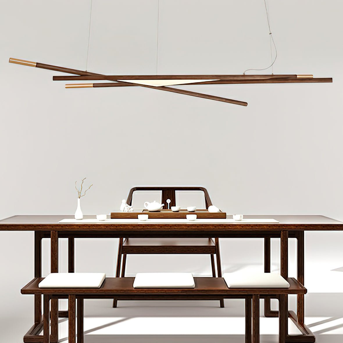 Aurora Chandelier Wooden Linear LED - Blowlighting