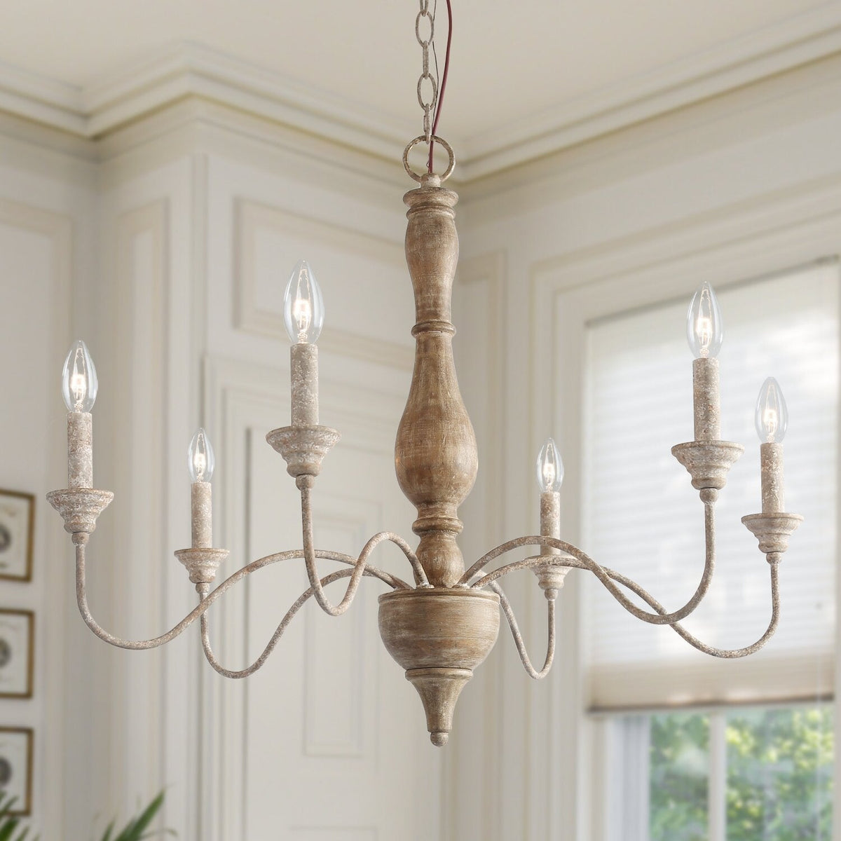 Eurloryra Vintage Candle Hand-carved Wood Chandelier - Lamp Copper