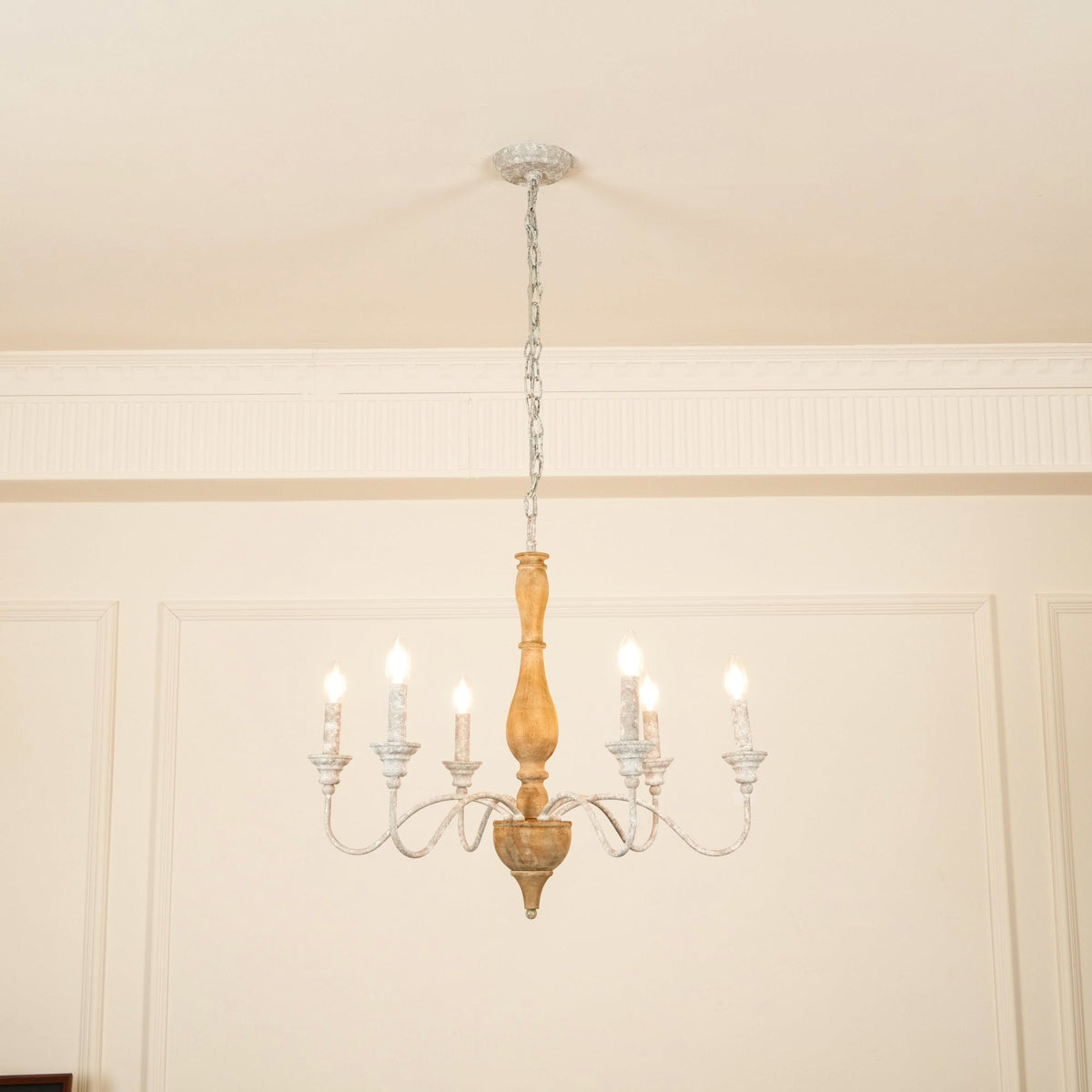 Eurloryra Vintage Candle Hand-carved Wood Chandelier - Lamp Copper
