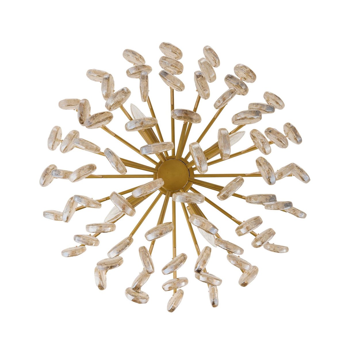 Aurora Chandelier Amber Seedy Glass Drop Antique Brass - Neutralighting