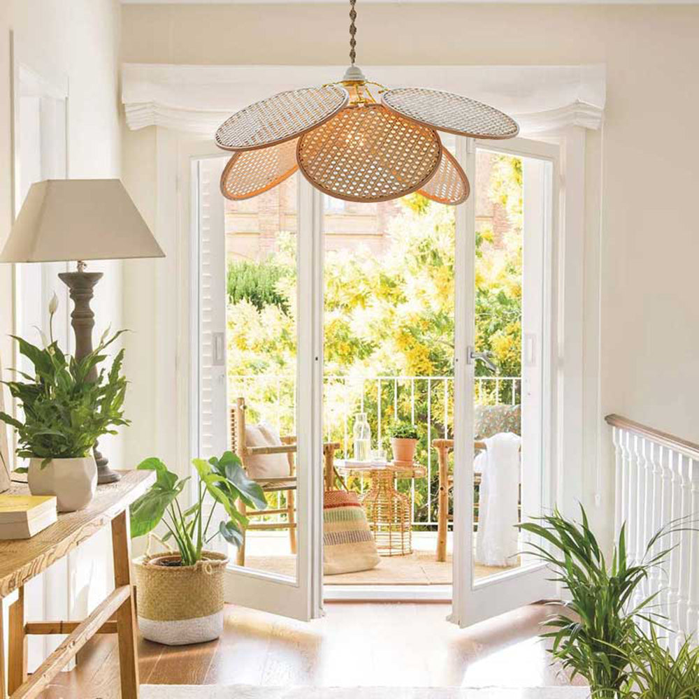 Ritta Naturale Fiore LED Lampada a Sospensione Rattan Soggiorno/Camera da Letto/Sala da Pranzo