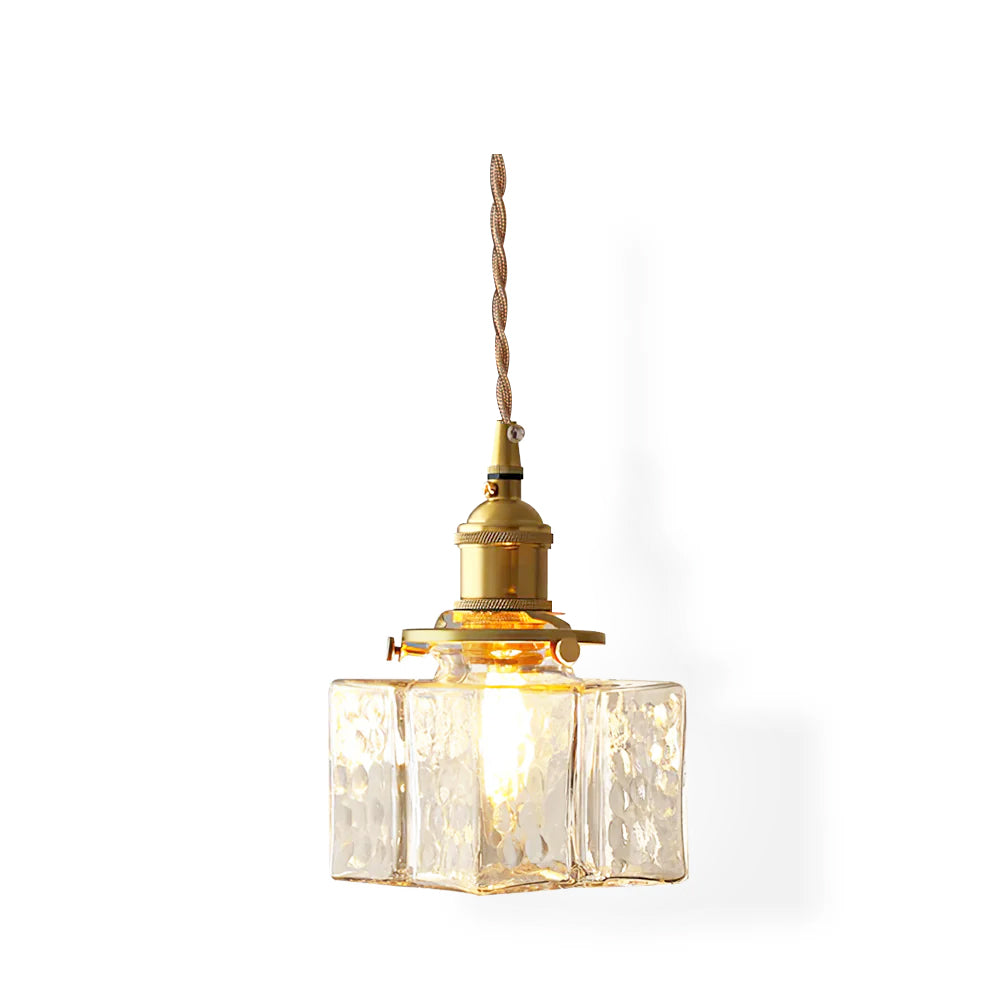 Valentina Lampada a Sospensione Vintage in Vetro Martellato e Ottone