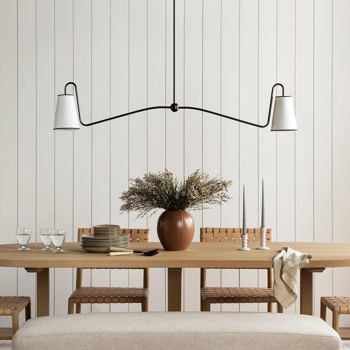 Ormirarae Vintage Industrial Linear Brass Fabric Pendant Lamp - Lamp Copper