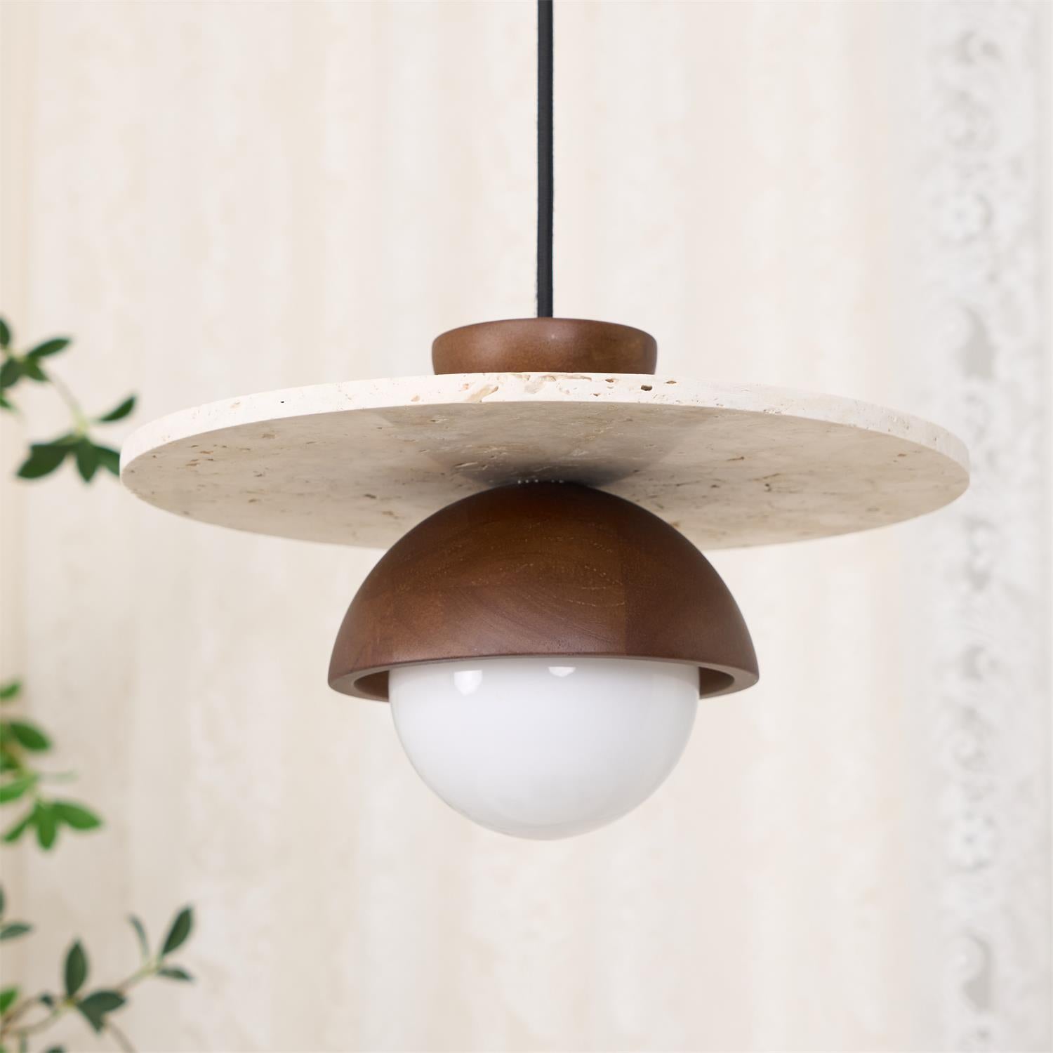 Ritta Pendant Light Glass Globe Travertine - Letslighting