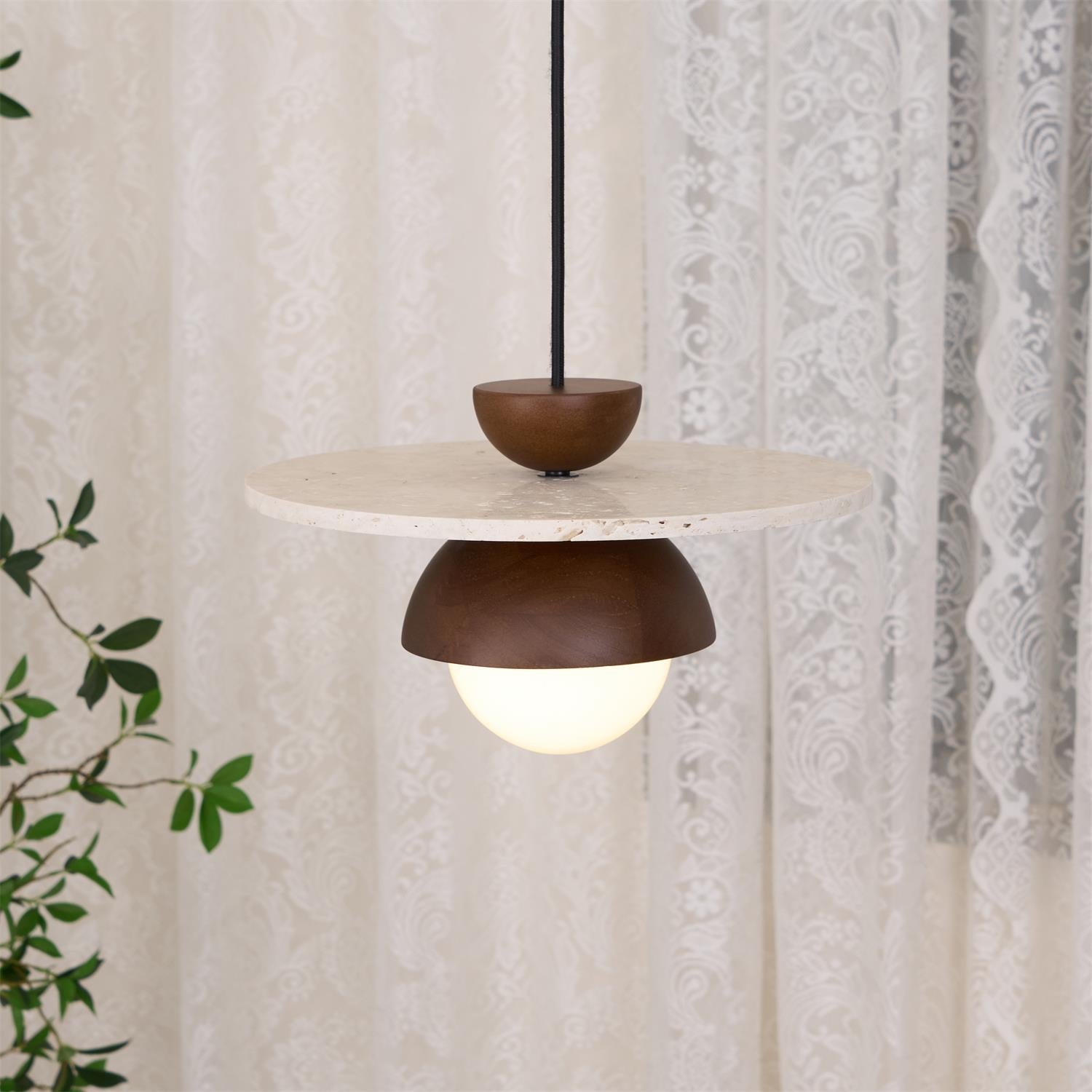 Ritta Pendant Light Glass Globe Travertine - Letslighting