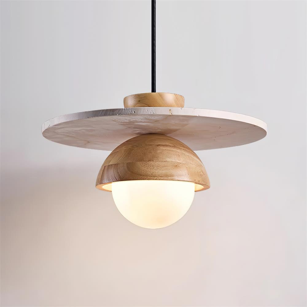 Ritta Pendant Light Glass Globe Travertine - Letslighting