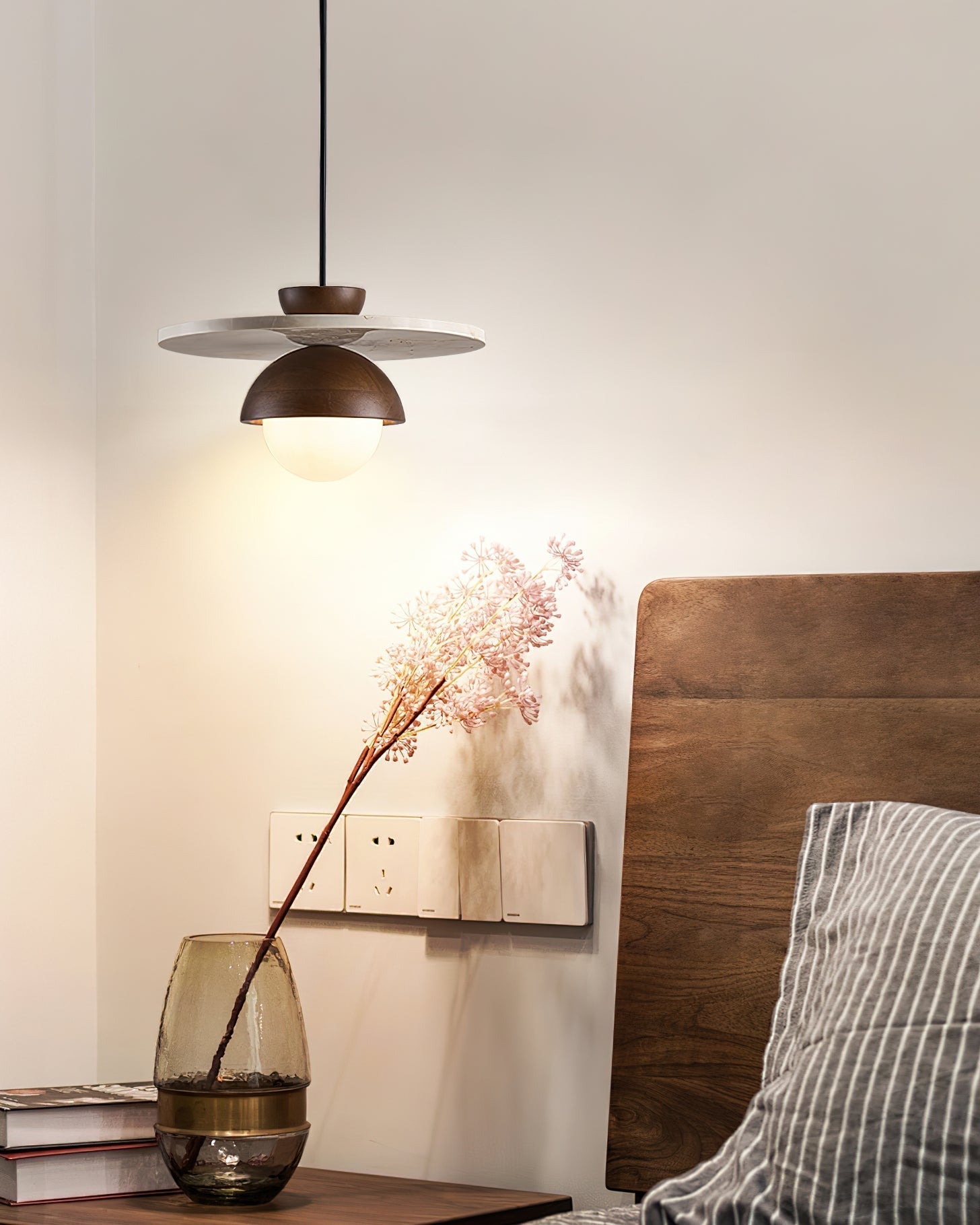 Ritta Pendant Light Glass Globe Travertine - Letslighting