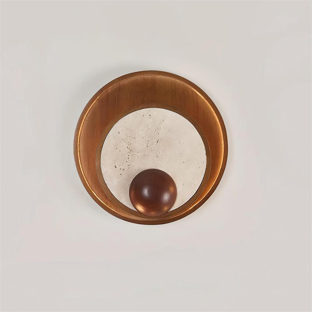 Ritta Wall Lamp Travertine Circular Wooden Frame - Letslighting