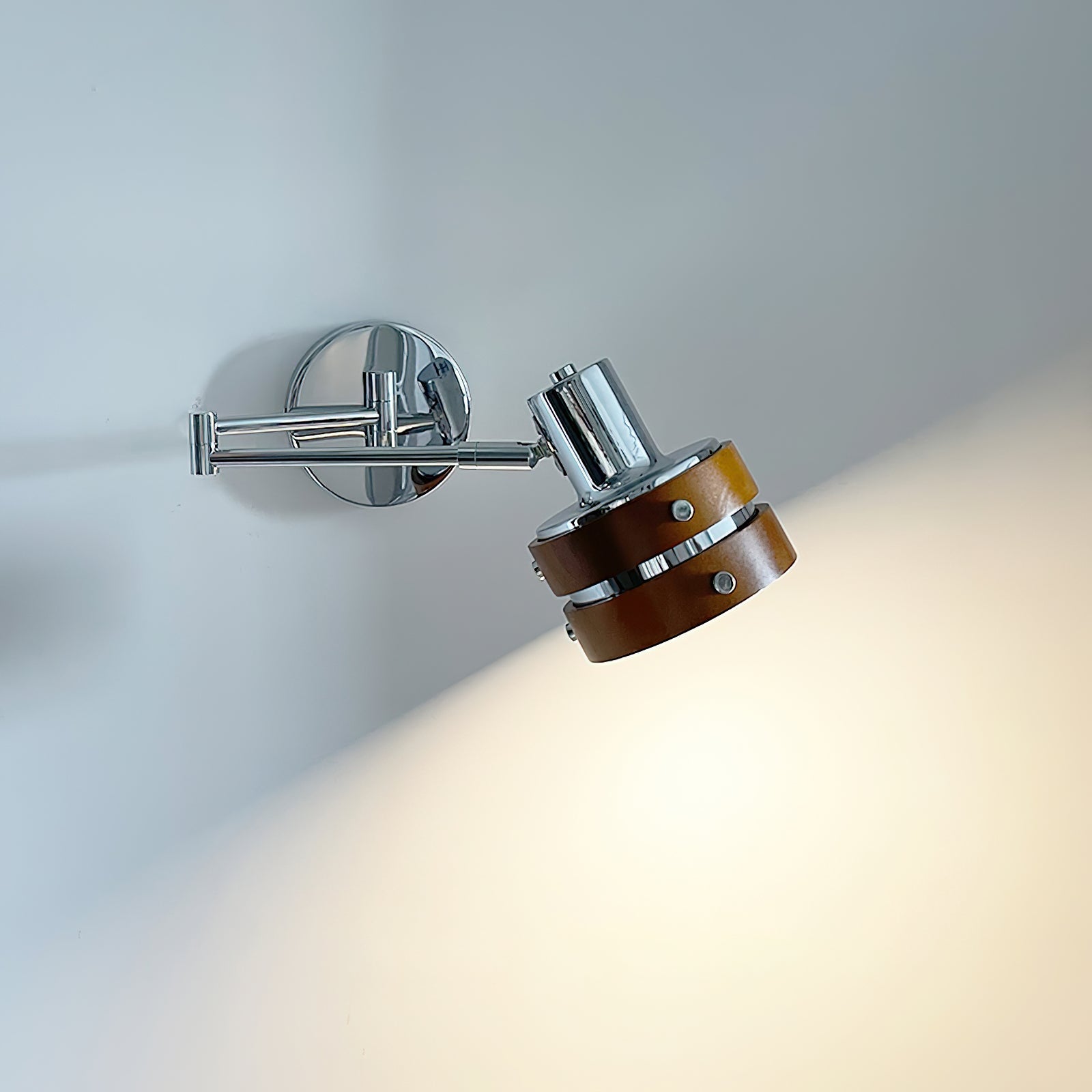 Wall Lamp Metal & Wood Barrel Shade Adjustable Mid-Century - Letslighting
