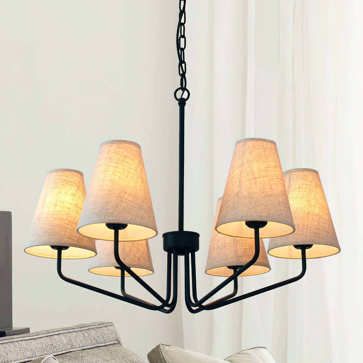Aurdoreth Vintage Industrial Brass Fabric Chandelier - Lamp Copper