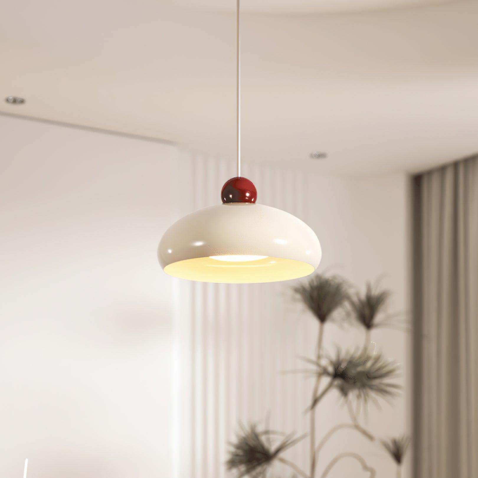 Pendant Light Dome Shade White Red - Letslighting
