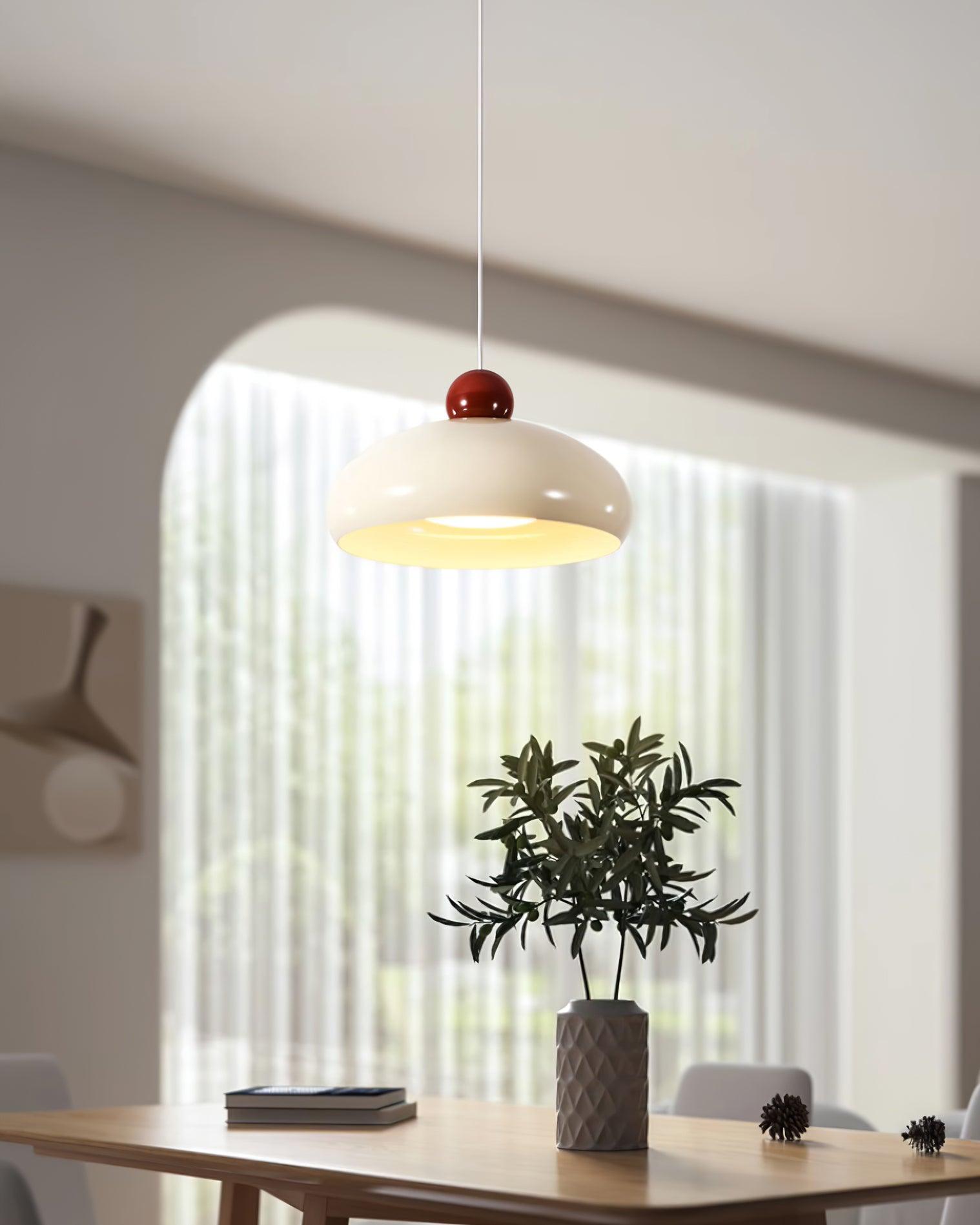 Pendant Light Dome Shade White Red - Letslighting