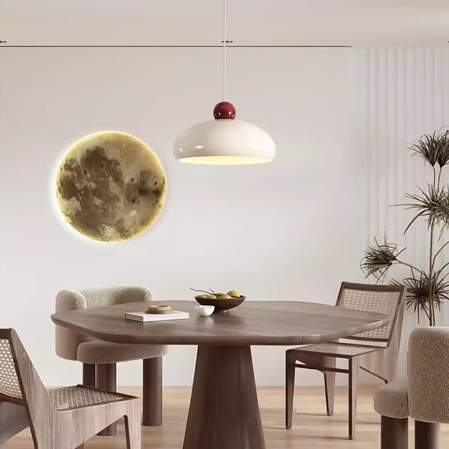 Pendant Light Dome Shade White Red - Letslighting