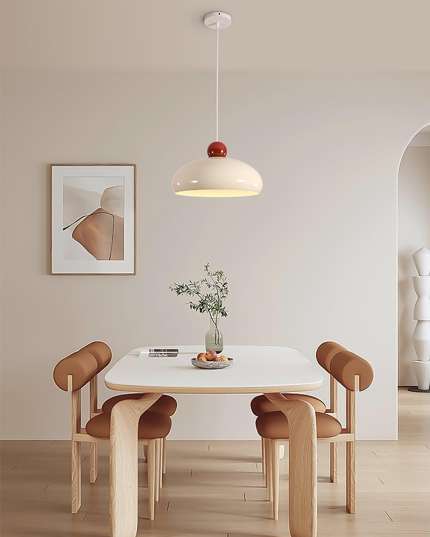 Pendant Light Dome Shade White Red - Letslighting