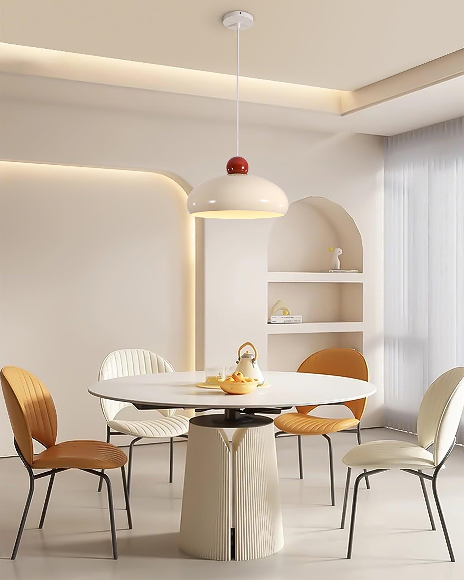 Pendant Light Dome Shade White Red - Letslighting